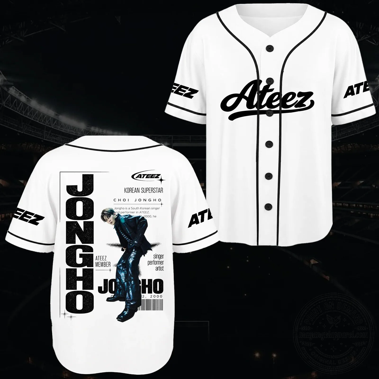 Ateez Zero To All World Tour Golden Hour Series Baseball Jersey 15 Ateez Zero To All World Tour Golden Hour Series Baseball Jersey