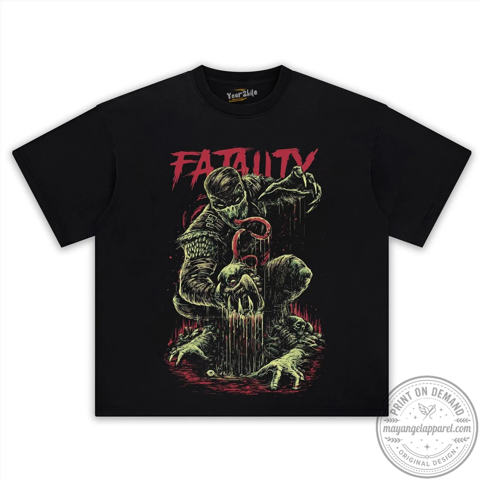 Mortal Kombat Reptile Fatality Video Game Character Black T-Shirt