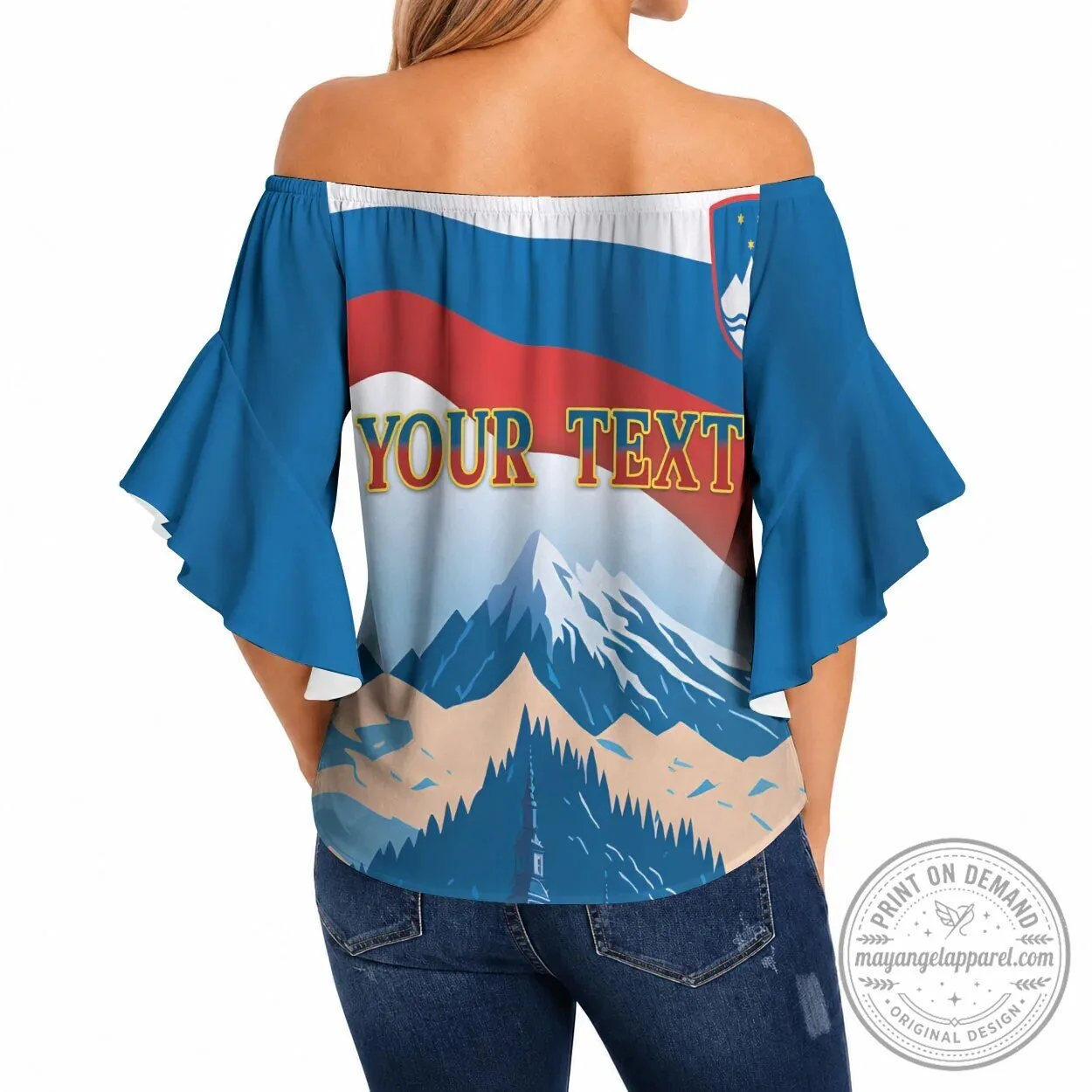 Slovenia Independence Day Off Shoulder Wrap Waist Top with Lake Bled Julian Alps Landscape 5 Slovenia Independence Day Off Shoulder Wrap Waist Top with Lake Bled Julian Alps Landscape
