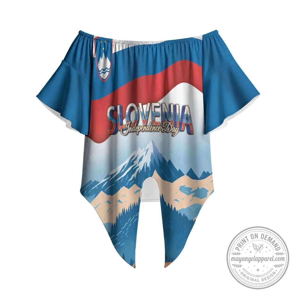 Slovenia Independence Day Off Shoulder Wrap Waist Top with Lake Bled Julian Alps Landscape 6 Slovenia Independence Day Off Shoulder Wrap Waist Top with Lake Bled Julian Alps Landscape