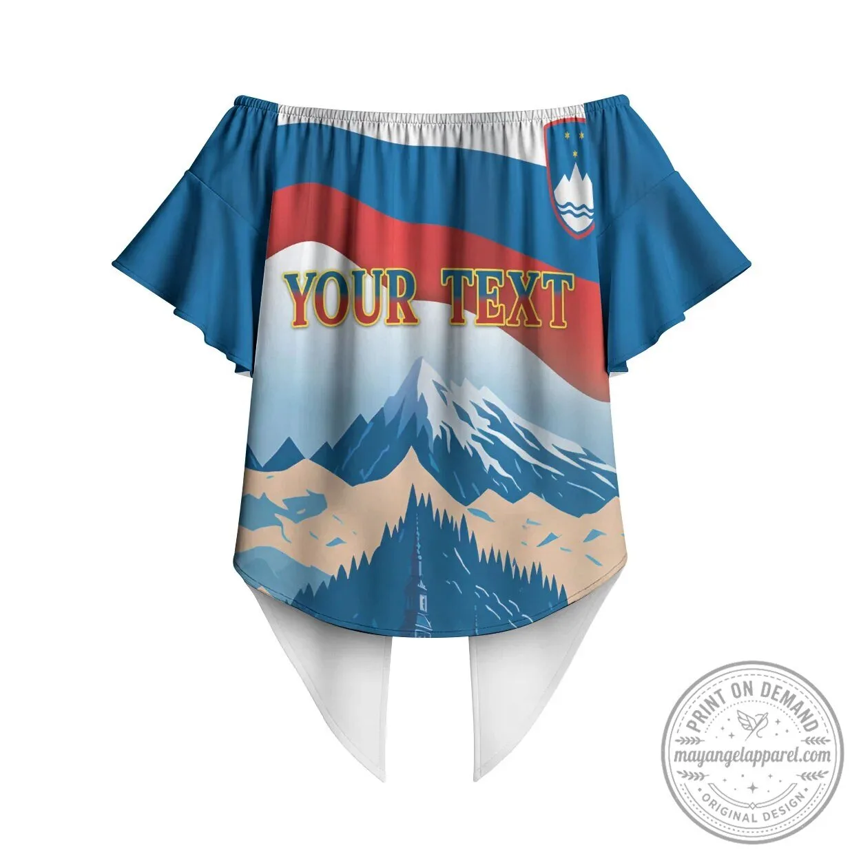 Slovenia Independence Day Off Shoulder Wrap Waist Top with Lake Bled Julian Alps Landscape 7 Slovenia Independence Day Off Shoulder Wrap Waist Top with Lake Bled Julian Alps Landscape