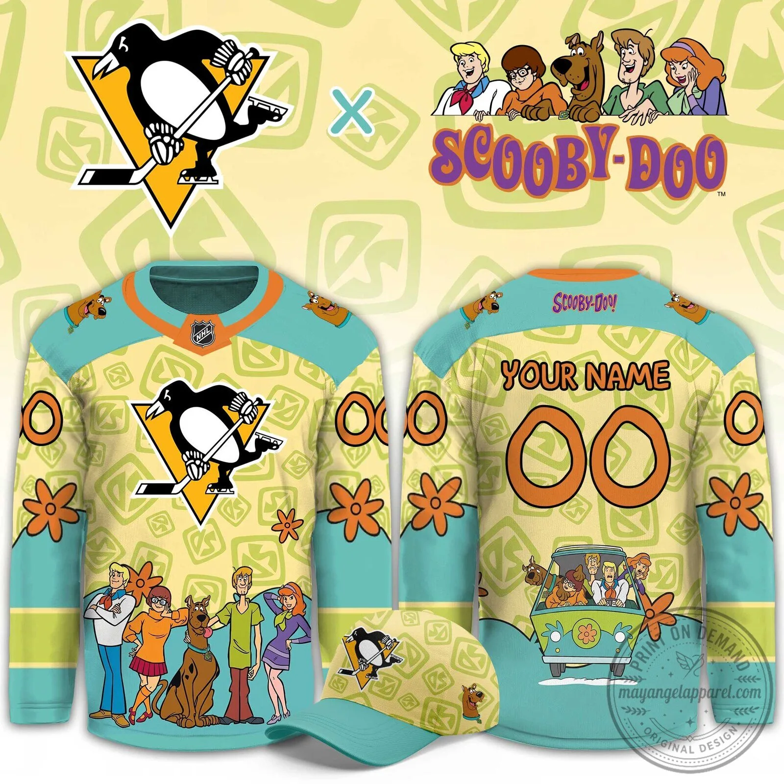 Pittsburgh Penguins Scooby-Doo Mystery Machine Cartoon Hockey Jersey