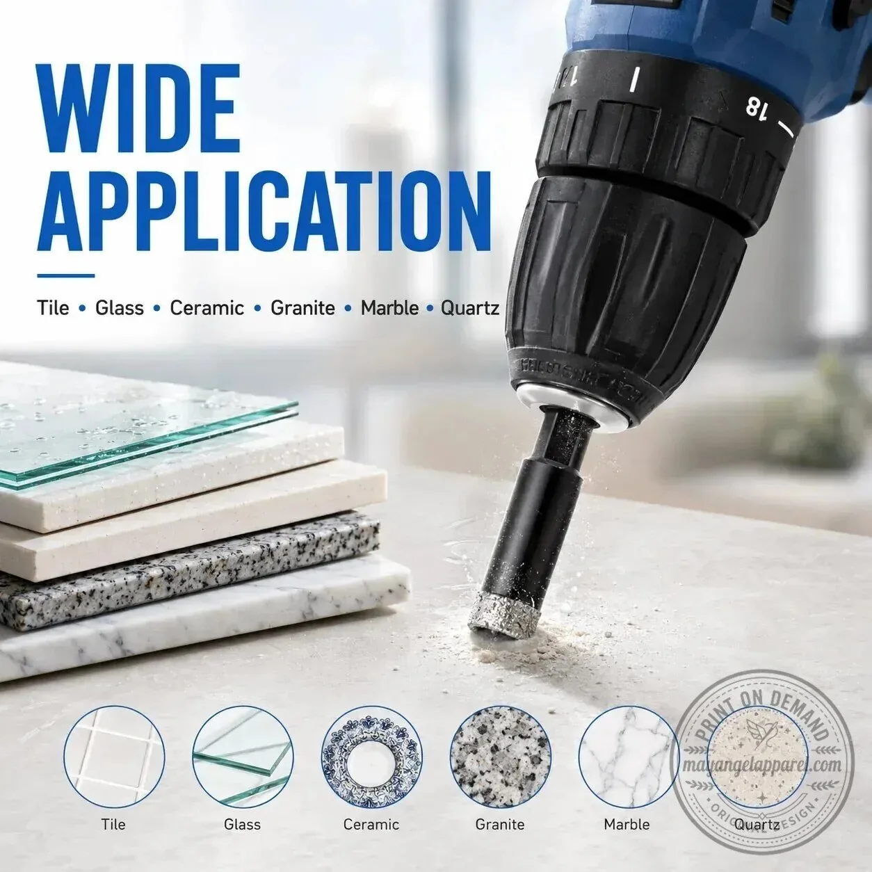 Diamond Drill Bit Set for Tile Glass Granite Marble 6 Piece Kit 8 Diamond Drill Bit Set for Tile Glass Granite Marble 6 Piece Kit