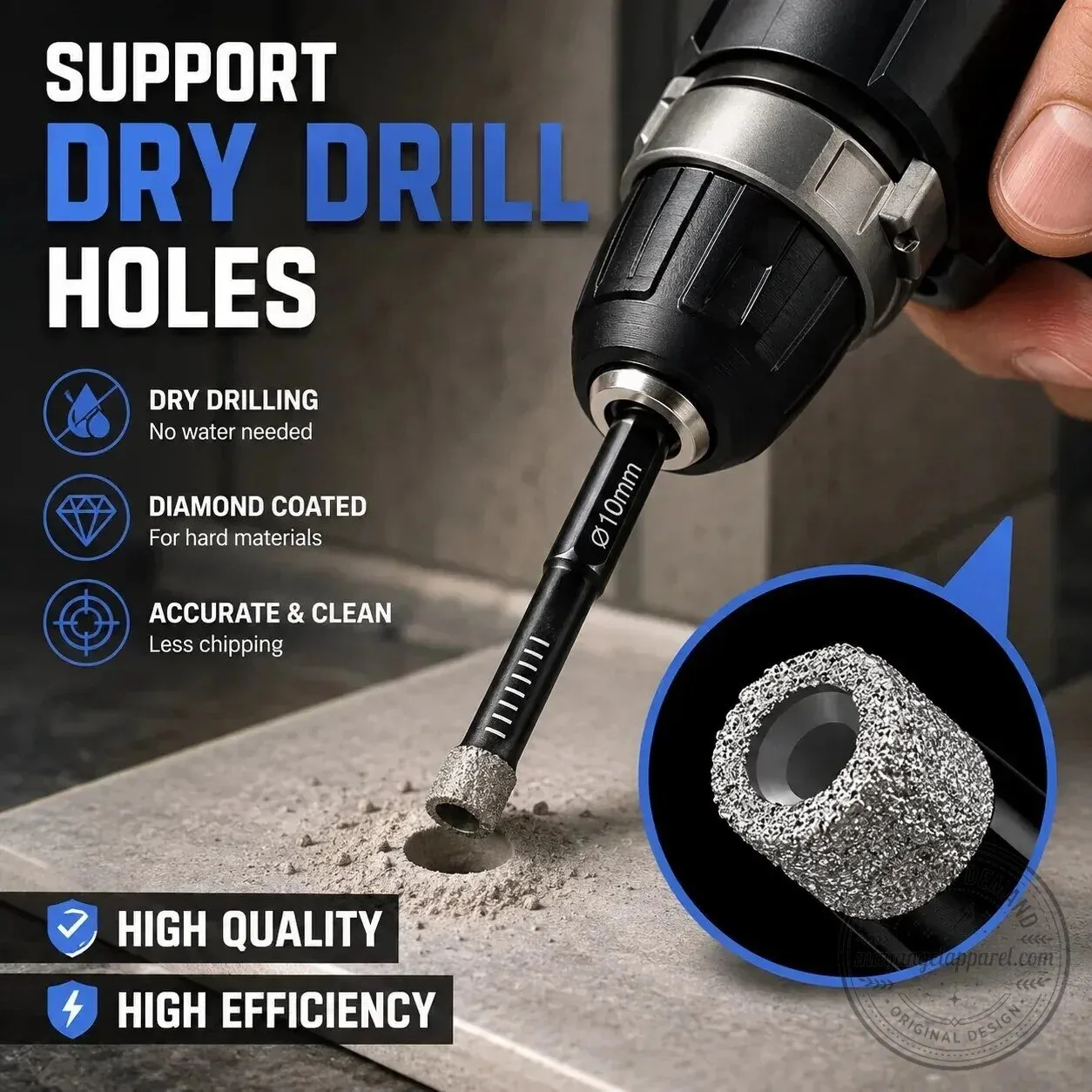 Diamond Drill Bit Set for Tile Glass Granite Marble 6 Piece Kit 9 Diamond Drill Bit Set for Tile Glass Granite Marble 6 Piece Kit