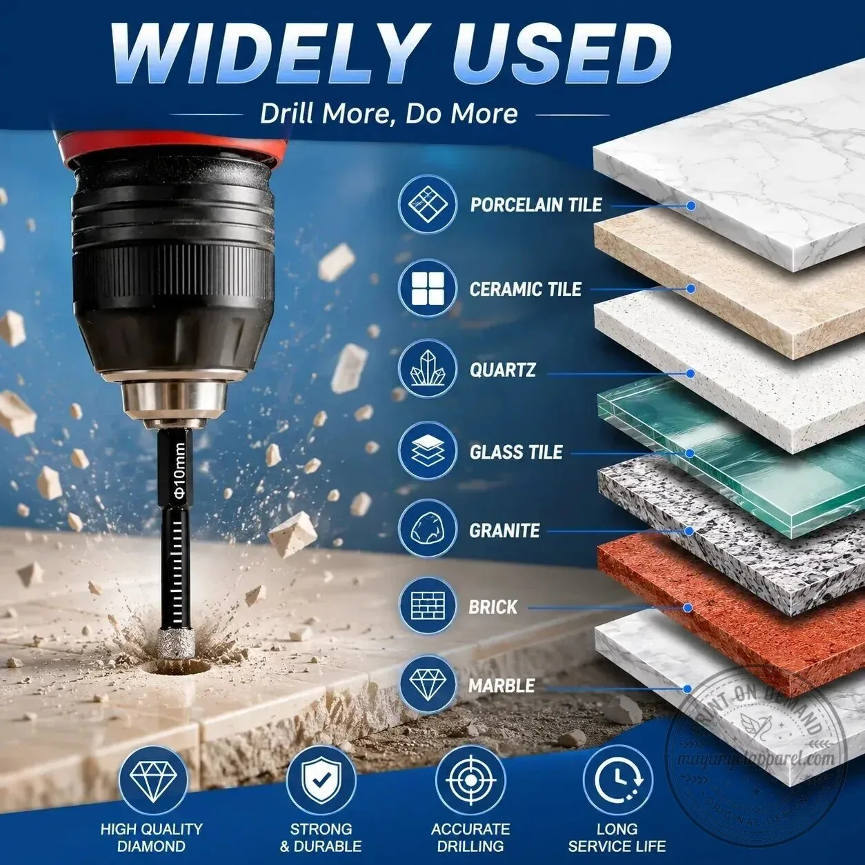 Diamond Drill Bit Set for Tile Glass Granite Marble 6 Piece Kit 12 Diamond Drill Bit Set for Tile Glass Granite Marble 6 Piece Kit
