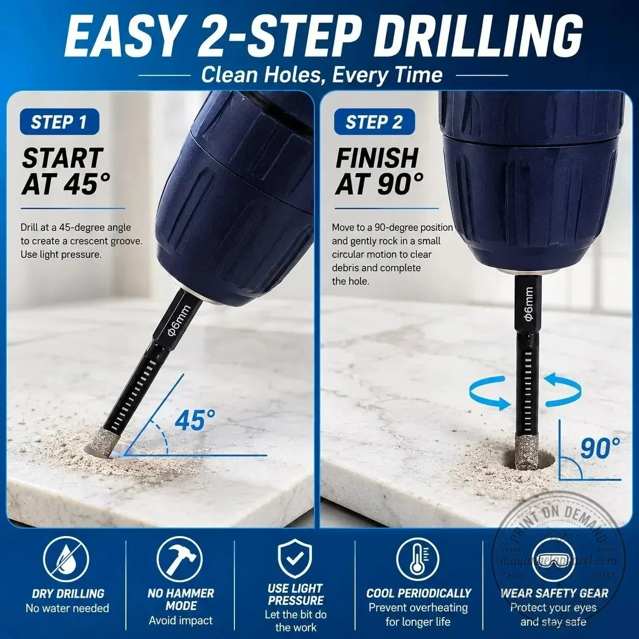 Diamond Drill Bit Set for Tile Glass Granite Marble 6 Piece Kit 13 Diamond Drill Bit Set for Tile Glass Granite Marble 6 Piece Kit