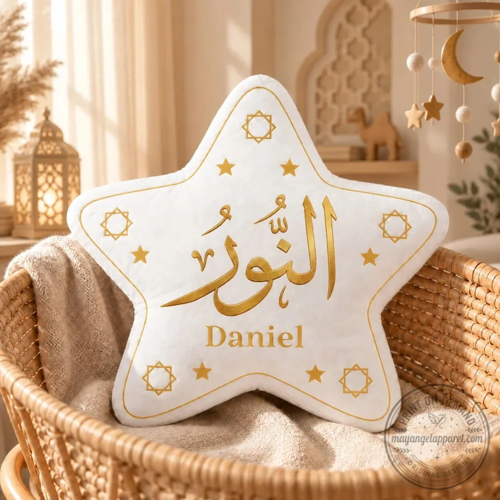 Personalized Arabic Calligraphy Star Shaped Pillow with Custom Name Personalized Arabic Calligraphy Star Shaped Pillow with Custom Name