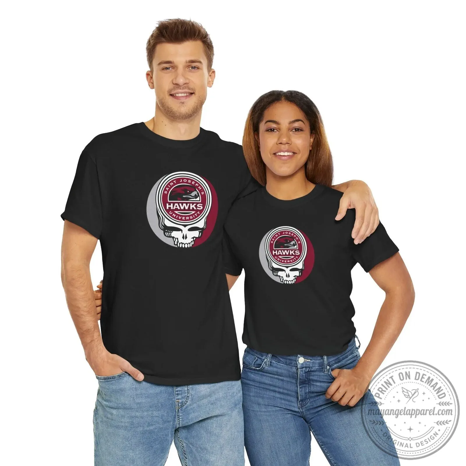 Saint Joseph's University Hawks Grateful Dead Skull Logo T-Shirt 11 Saint Joseph