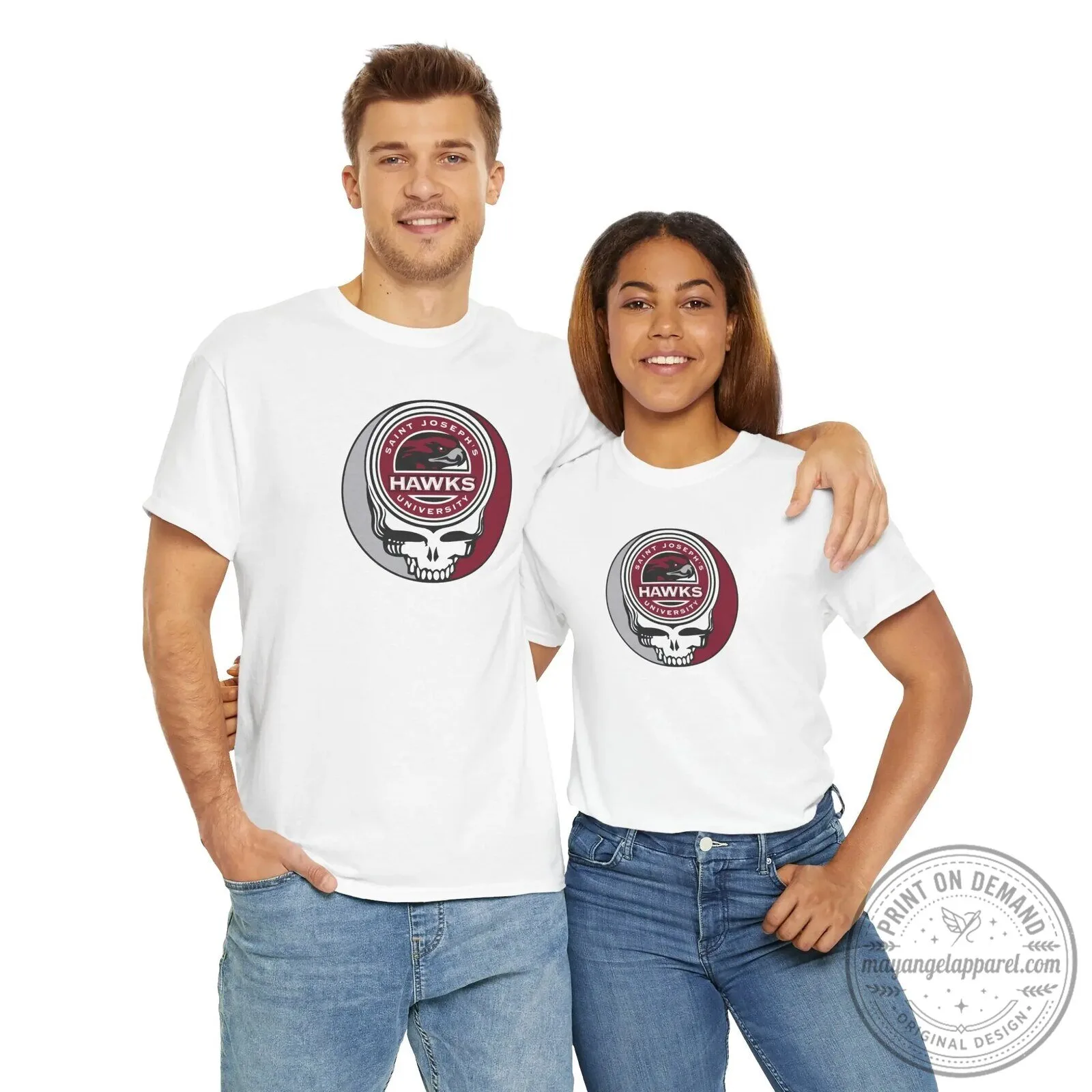 Saint Joseph's University Hawks Grateful Dead Skull Logo T-Shirt 13 Saint Joseph