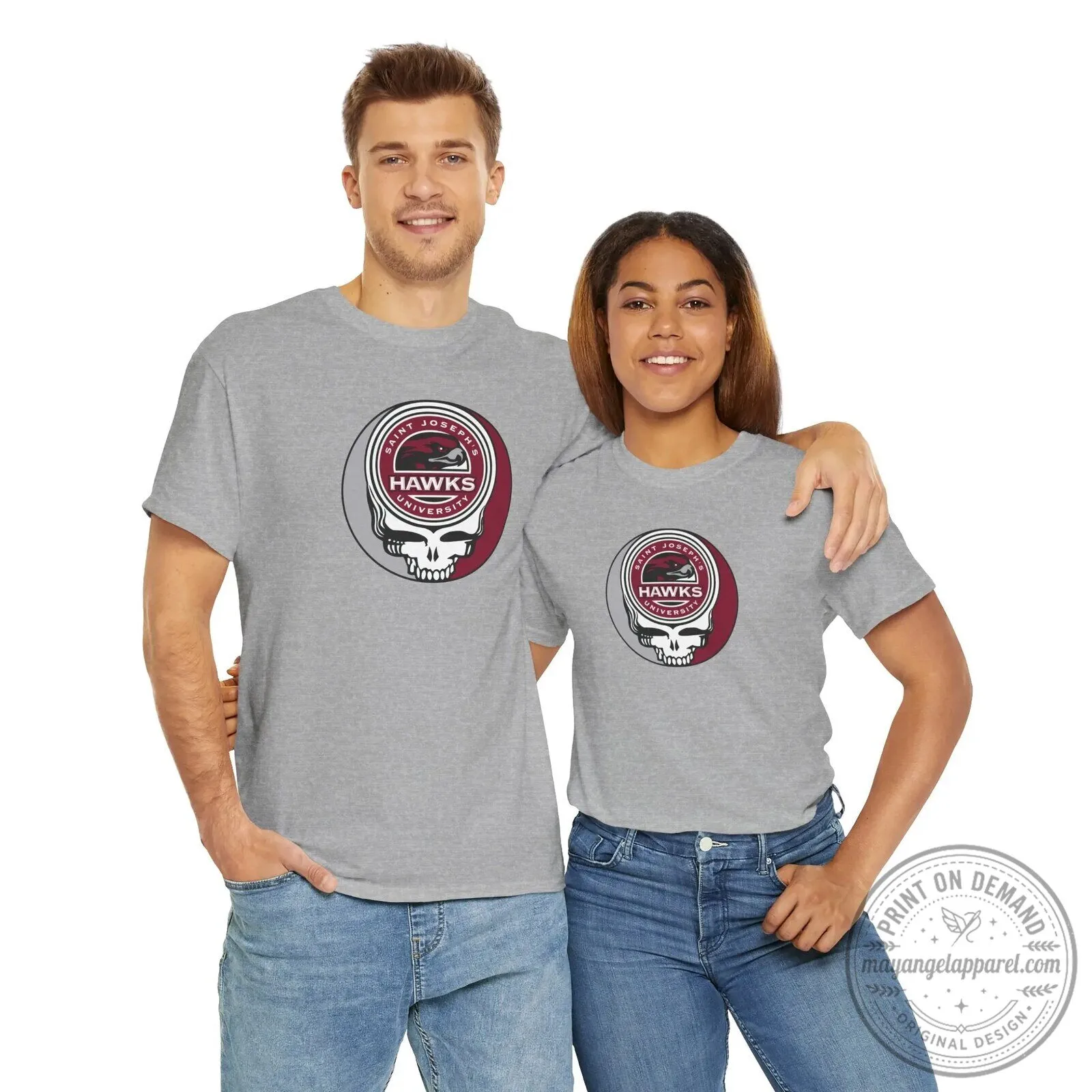 Saint Joseph's University Hawks Grateful Dead Skull Logo T-Shirt 14 Saint Joseph