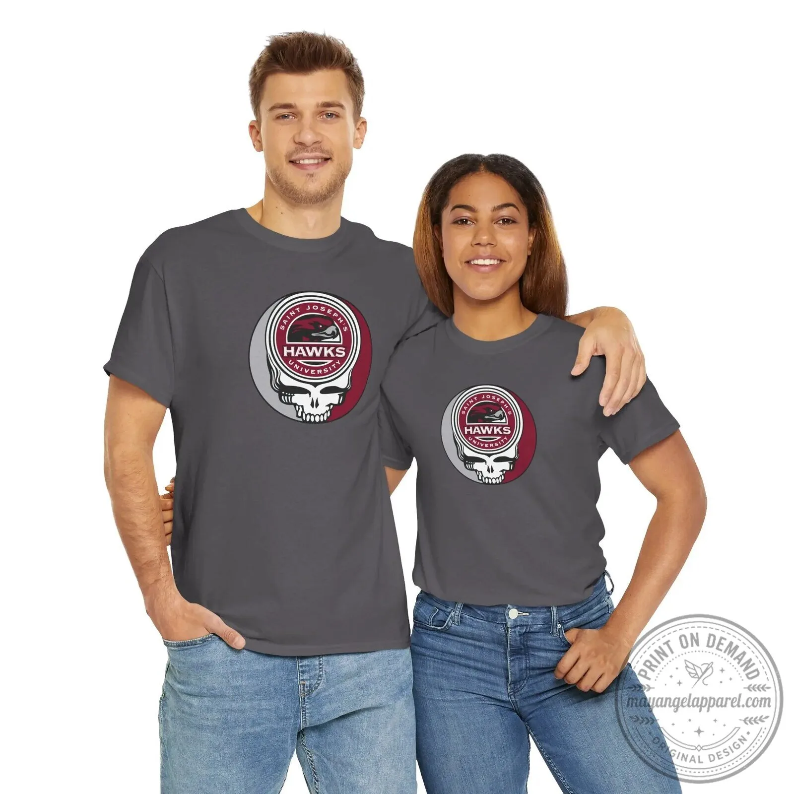 Saint Joseph's University Hawks Grateful Dead Skull Logo T-Shirt 16 Saint Joseph