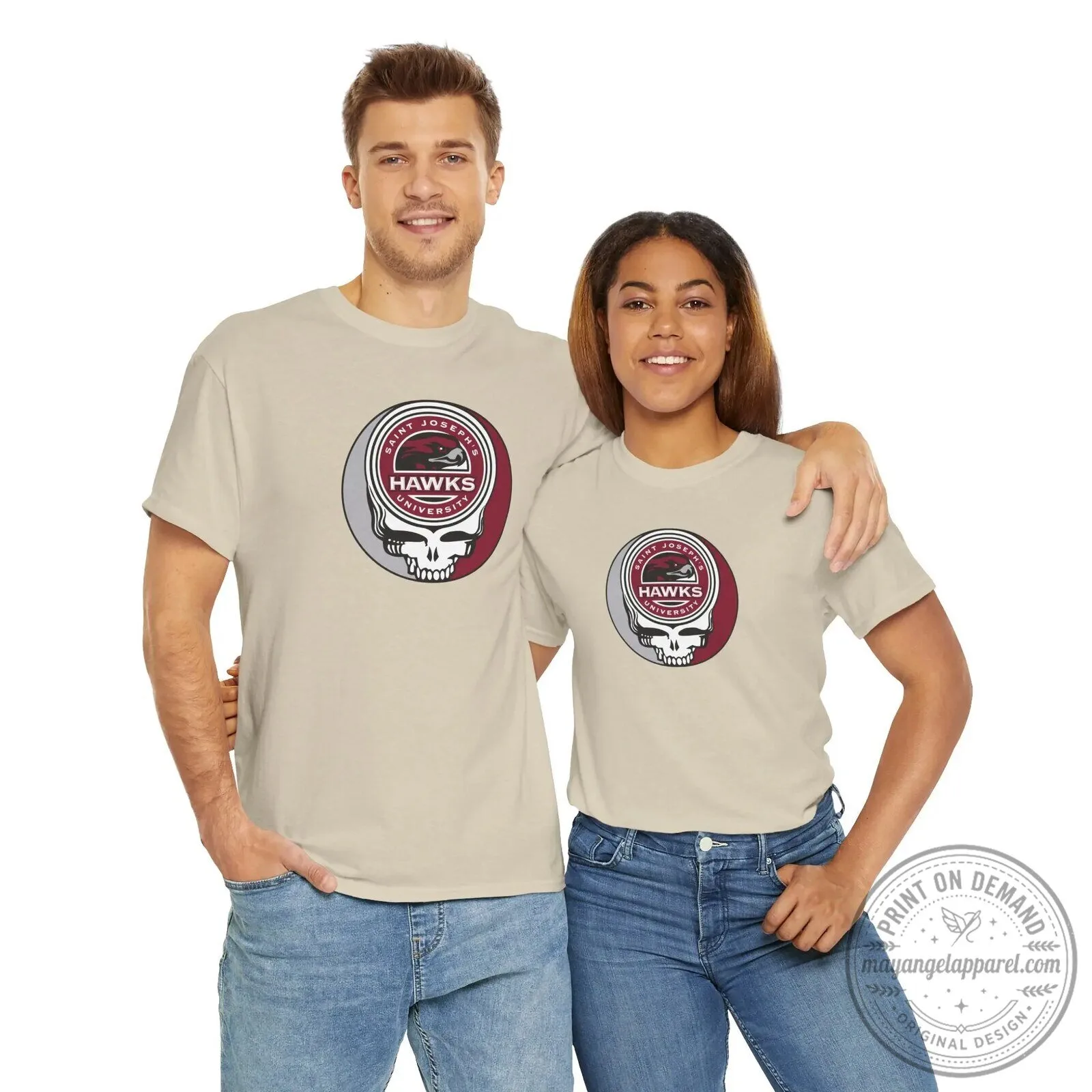 Saint Joseph's University Hawks Grateful Dead Skull Logo T-Shirt 17 Saint Joseph