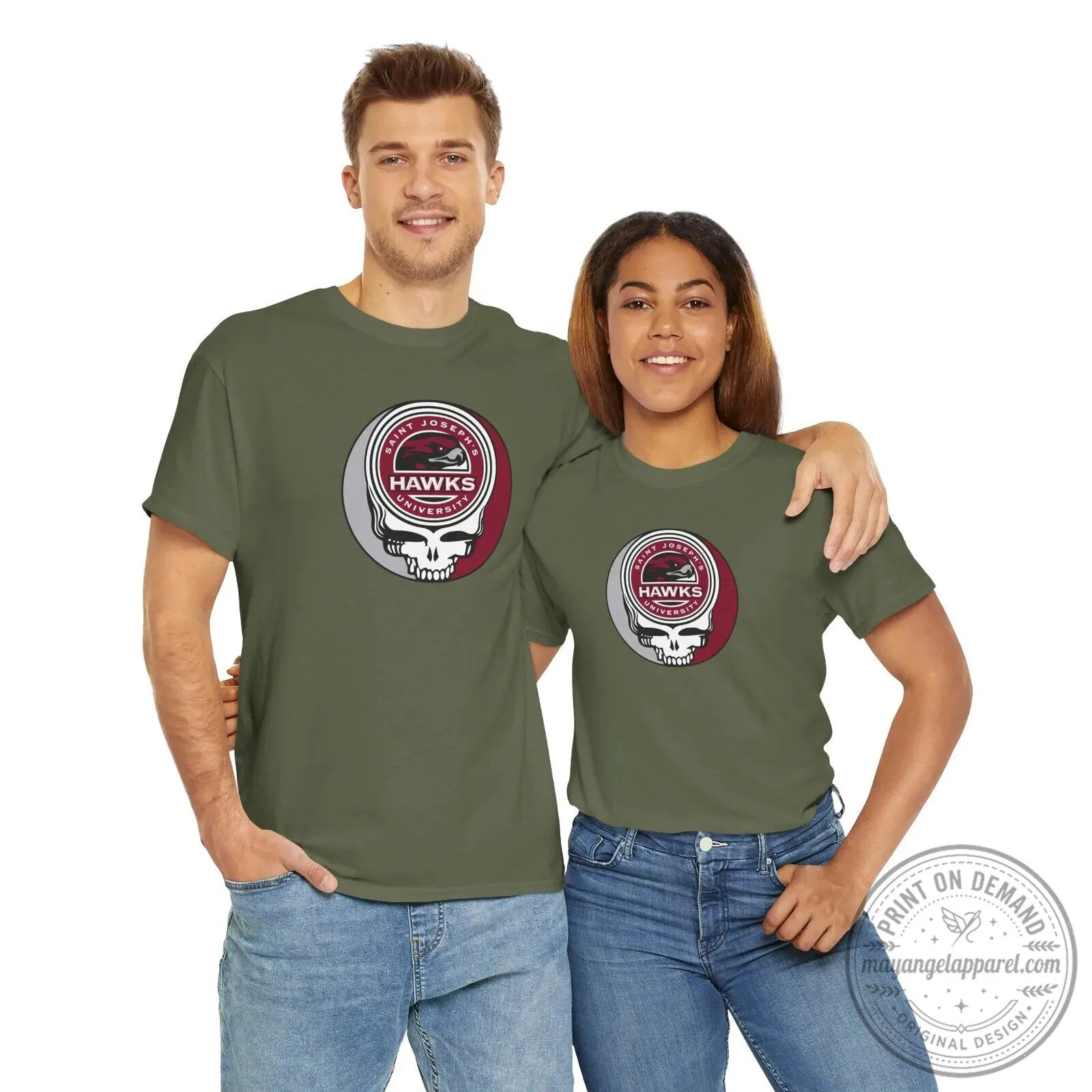 Saint Joseph's University Hawks Grateful Dead Skull Logo T-Shirt 18 Saint Joseph