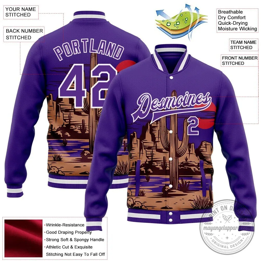 Custom Purple Arizona Desert Cactus Landscape Varsity Jacket 9 Custom Purple Arizona Desert Cactus Landscape Varsity Jacket