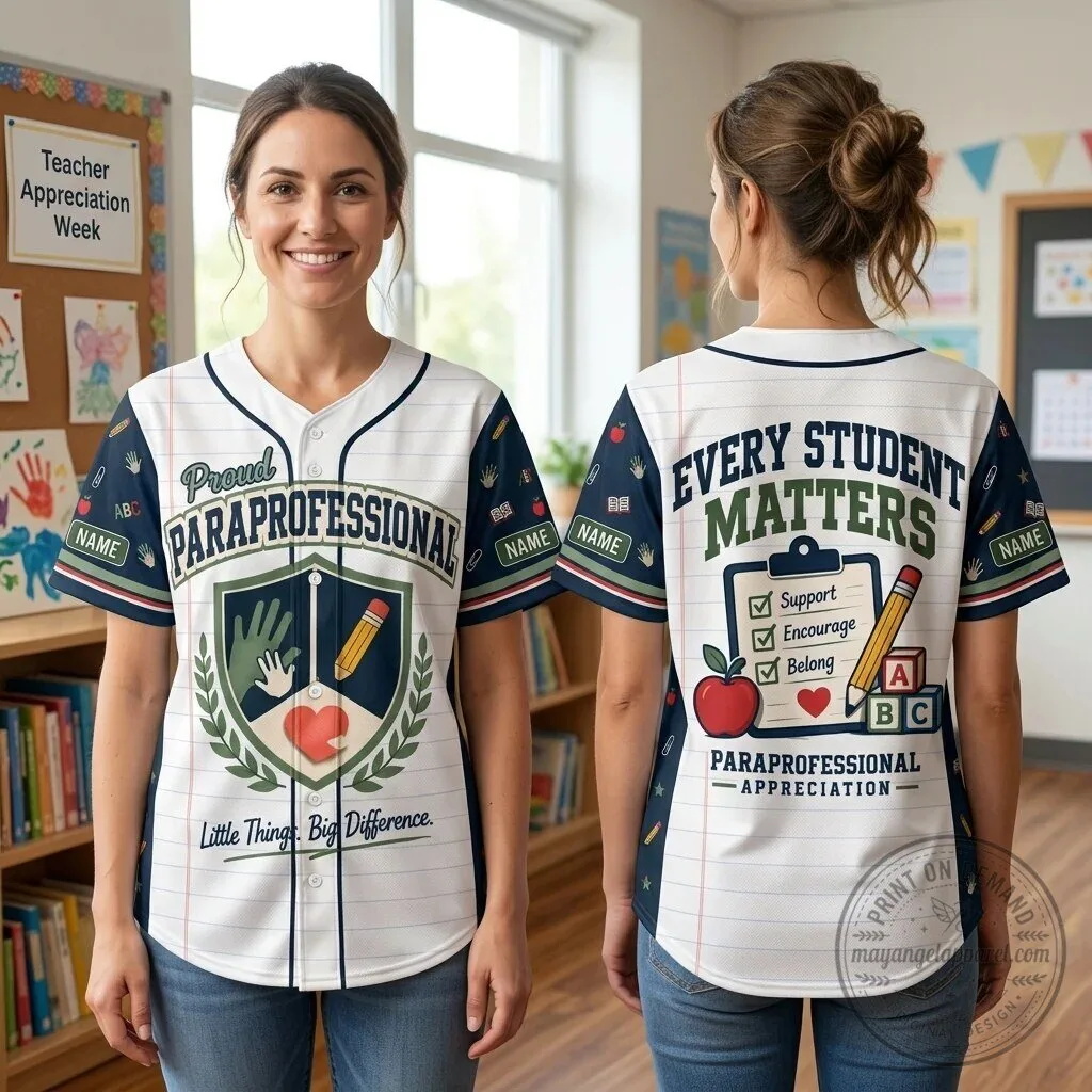 Proud Paraprofessional Teacher Appreciation Baseball Jersey