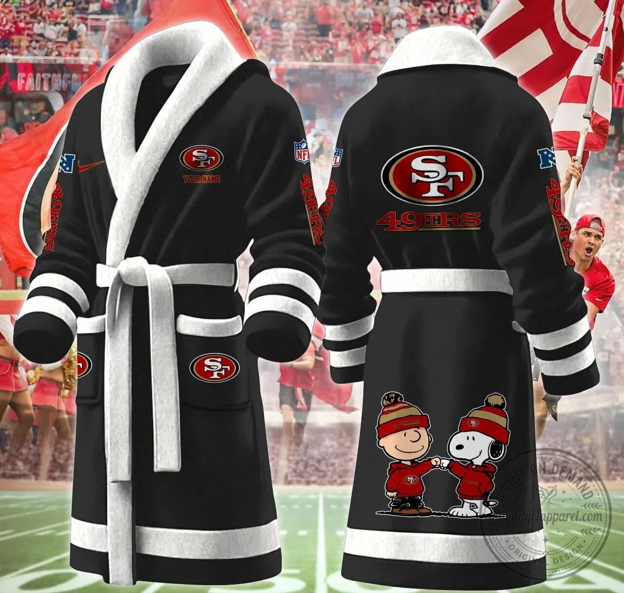San Francisco 49ers Snoopy Charlie Brown Fleece Bathrobe 11 San Francisco 49ers Snoopy Charlie Brown Fleece Bathrobe