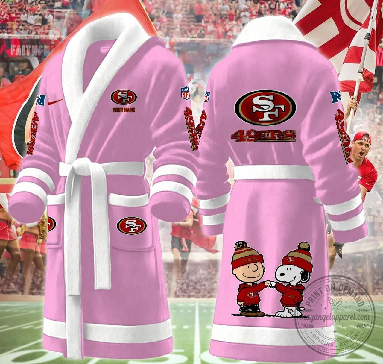 San Francisco 49ers Snoopy Charlie Brown Fleece Bathrobe 12 San Francisco 49ers Snoopy Charlie Brown Fleece Bathrobe
