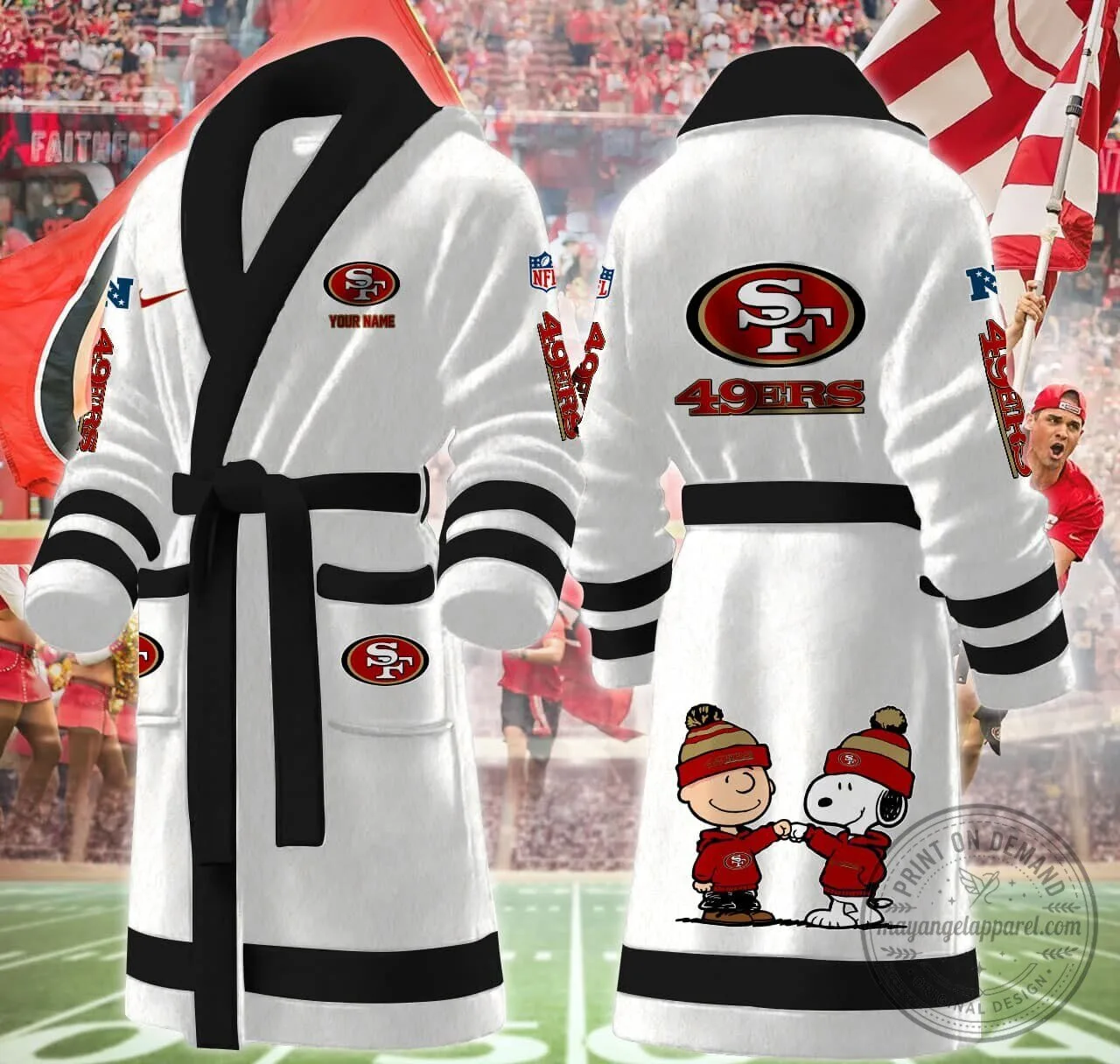 San Francisco 49ers Snoopy Charlie Brown Fleece Bathrobe 13 San Francisco 49ers Snoopy Charlie Brown Fleece Bathrobe