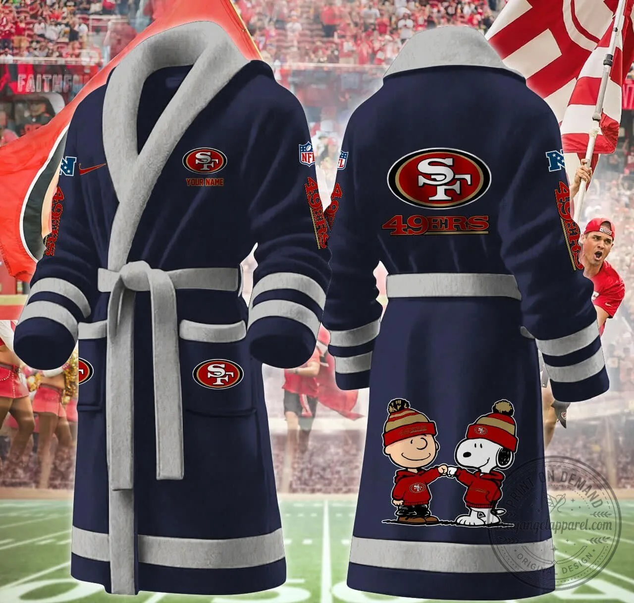 San Francisco 49ers Snoopy Charlie Brown Fleece Bathrobe 14 San Francisco 49ers Snoopy Charlie Brown Fleece Bathrobe