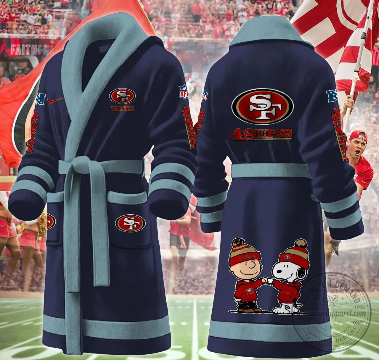 San Francisco 49ers Snoopy Charlie Brown Fleece Bathrobe 15 San Francisco 49ers Snoopy Charlie Brown Fleece Bathrobe