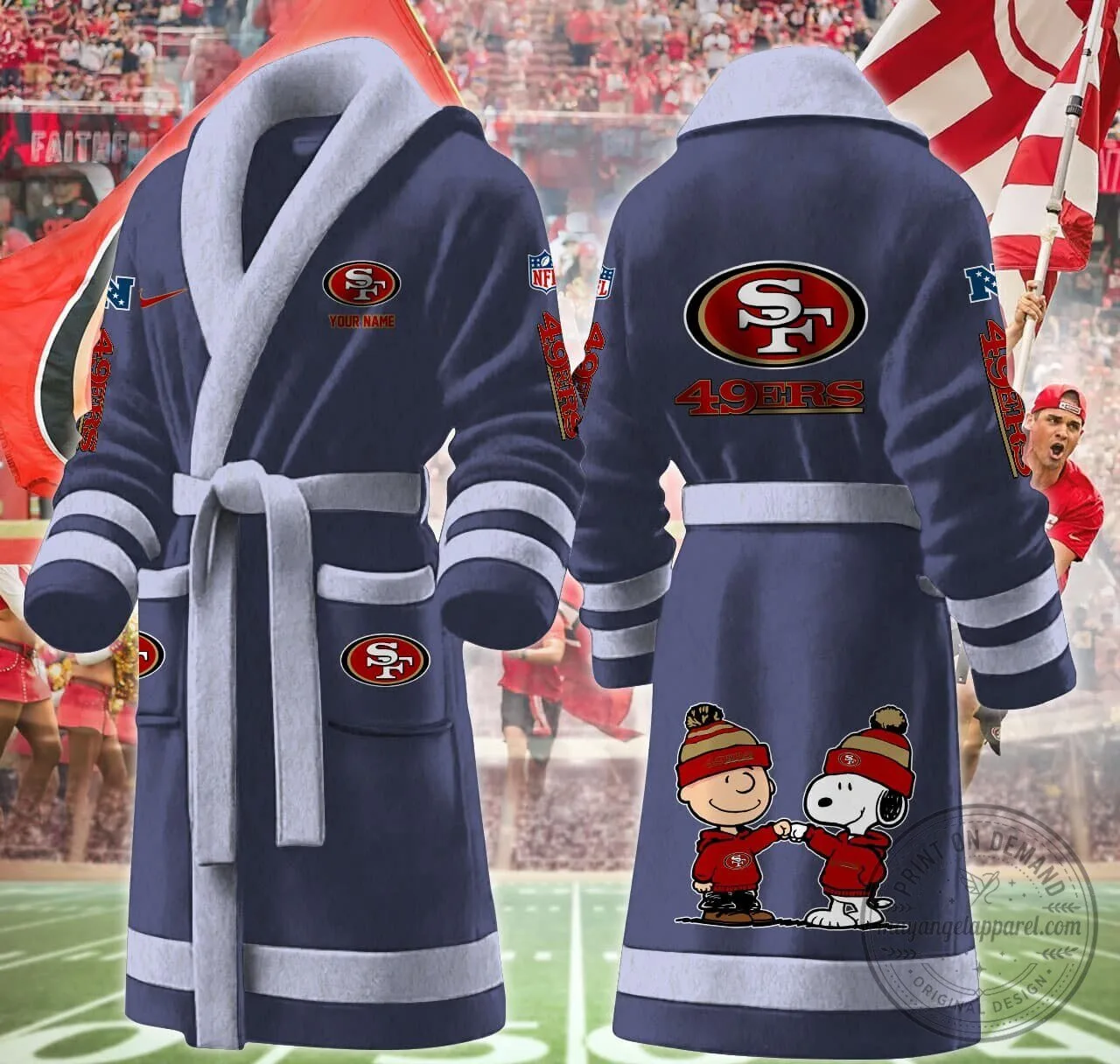 San Francisco 49ers Snoopy Charlie Brown Fleece Bathrobe 16 San Francisco 49ers Snoopy Charlie Brown Fleece Bathrobe