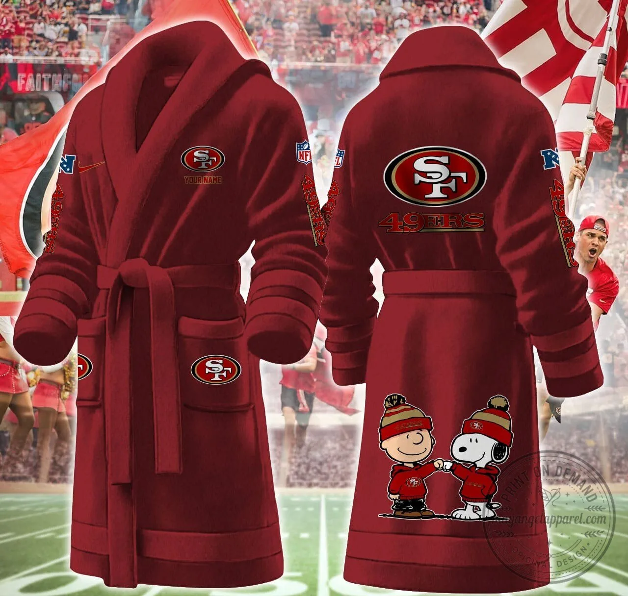 San Francisco 49ers Snoopy Charlie Brown Fleece Bathrobe 17 San Francisco 49ers Snoopy Charlie Brown Fleece Bathrobe