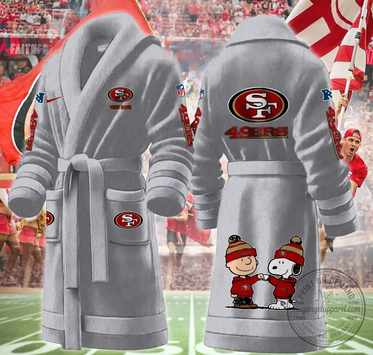 San Francisco 49ers Snoopy Charlie Brown Fleece Bathrobe 18 San Francisco 49ers Snoopy Charlie Brown Fleece Bathrobe
