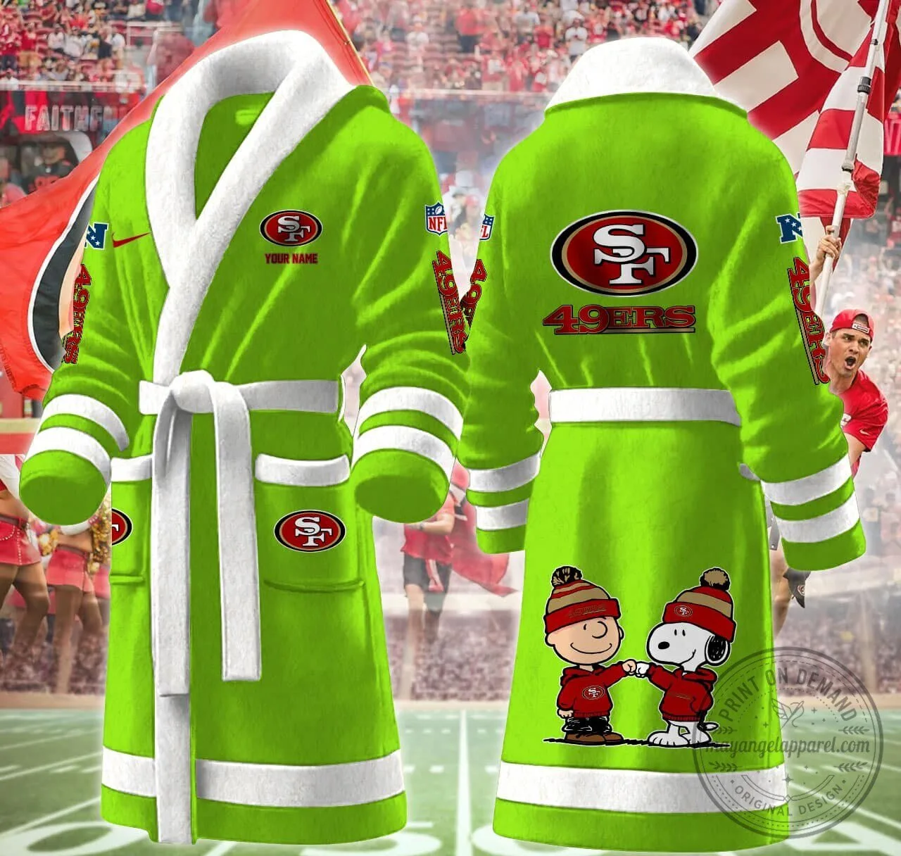 San Francisco 49ers Snoopy Charlie Brown Fleece Bathrobe 19 San Francisco 49ers Snoopy Charlie Brown Fleece Bathrobe