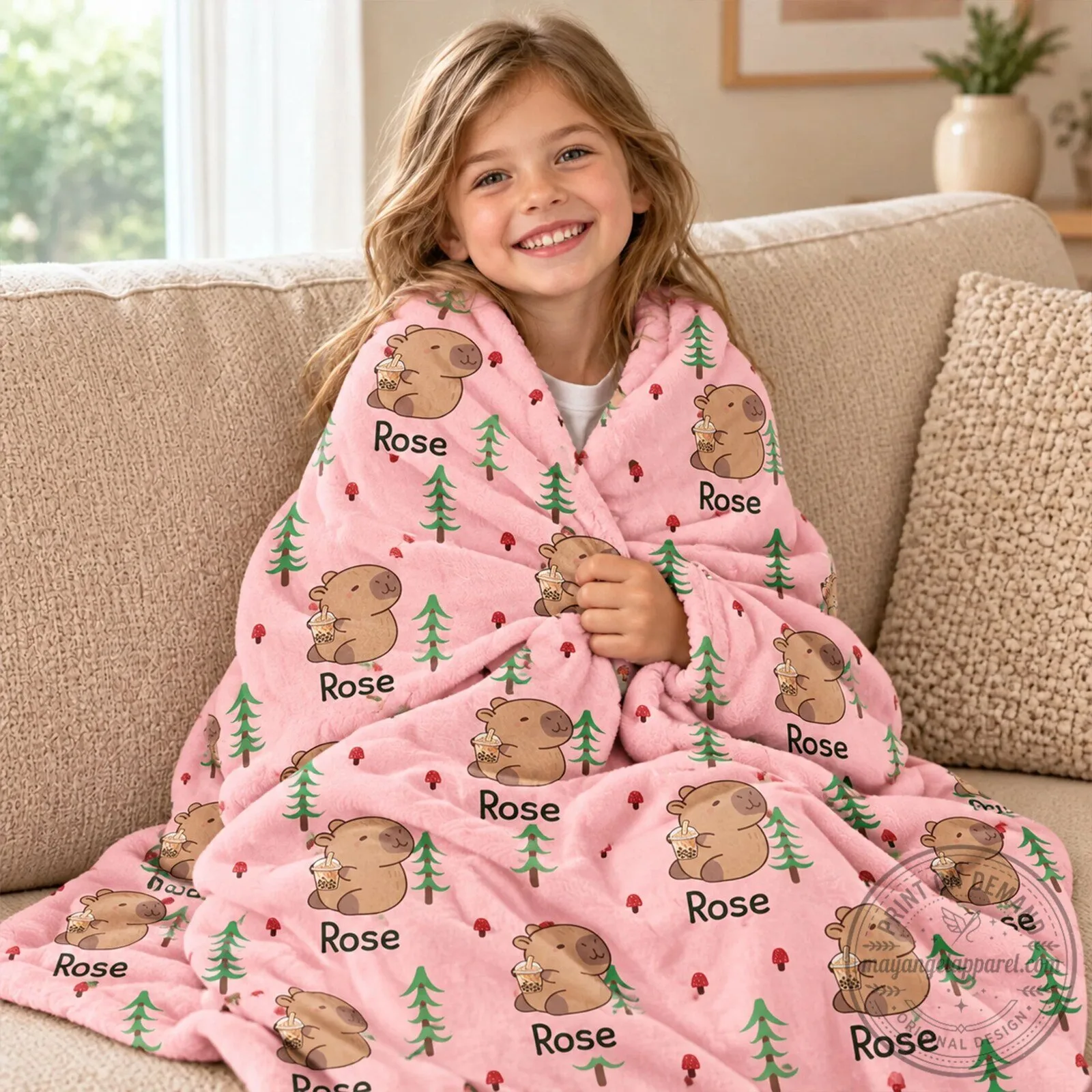 Personalized Capybara Christmas Tree Pattern Soft Fleece Throw Blanket 11 Personalized Capybara Christmas Tree Pattern Soft Fleece Throw Blanket