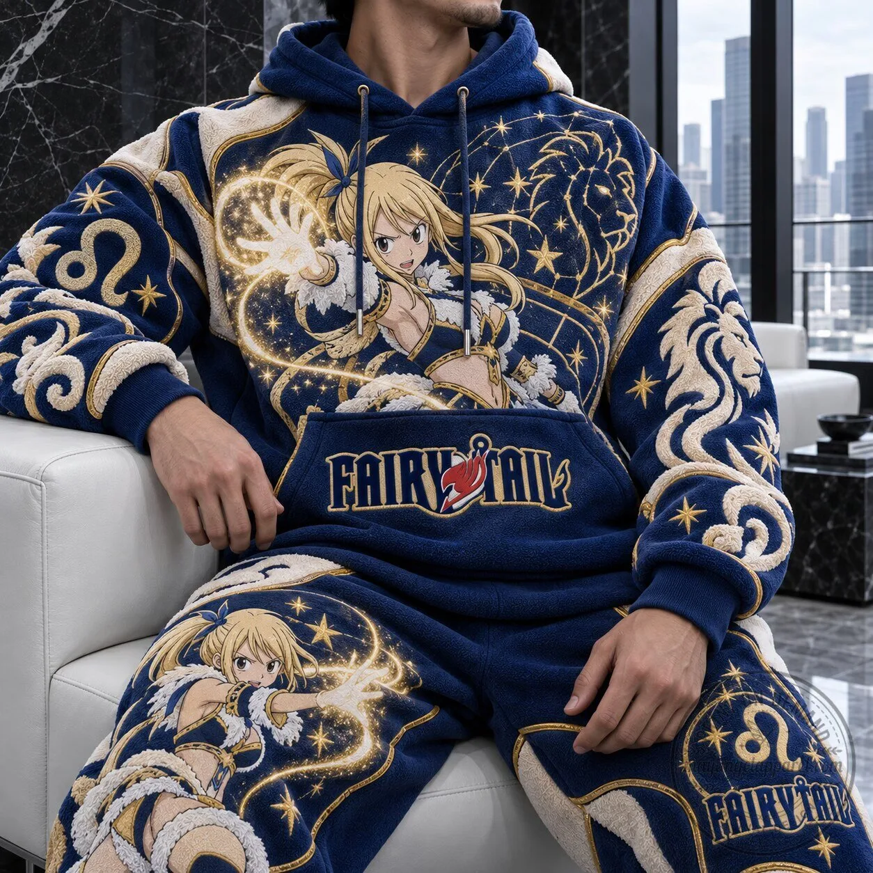 Fairy Tail Lucy Heartfilia Anime Zodiac Sign Blue Hoodie