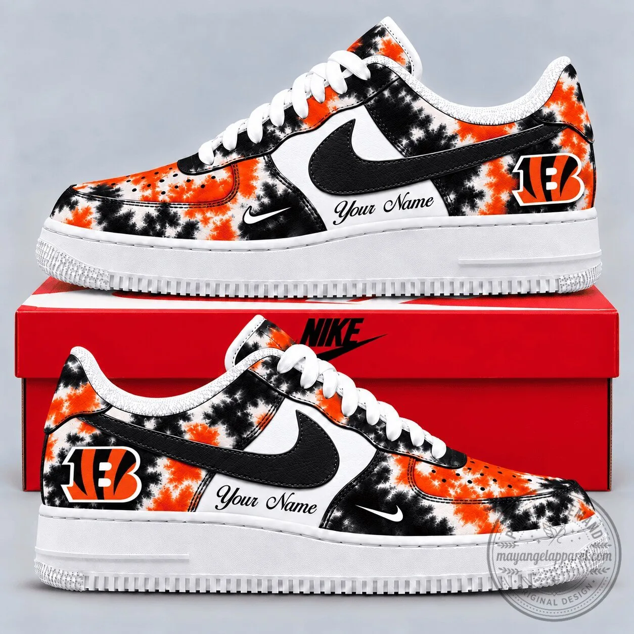 Cincinnati Bengals Tie-Dye Custom Name Game Day Shoes