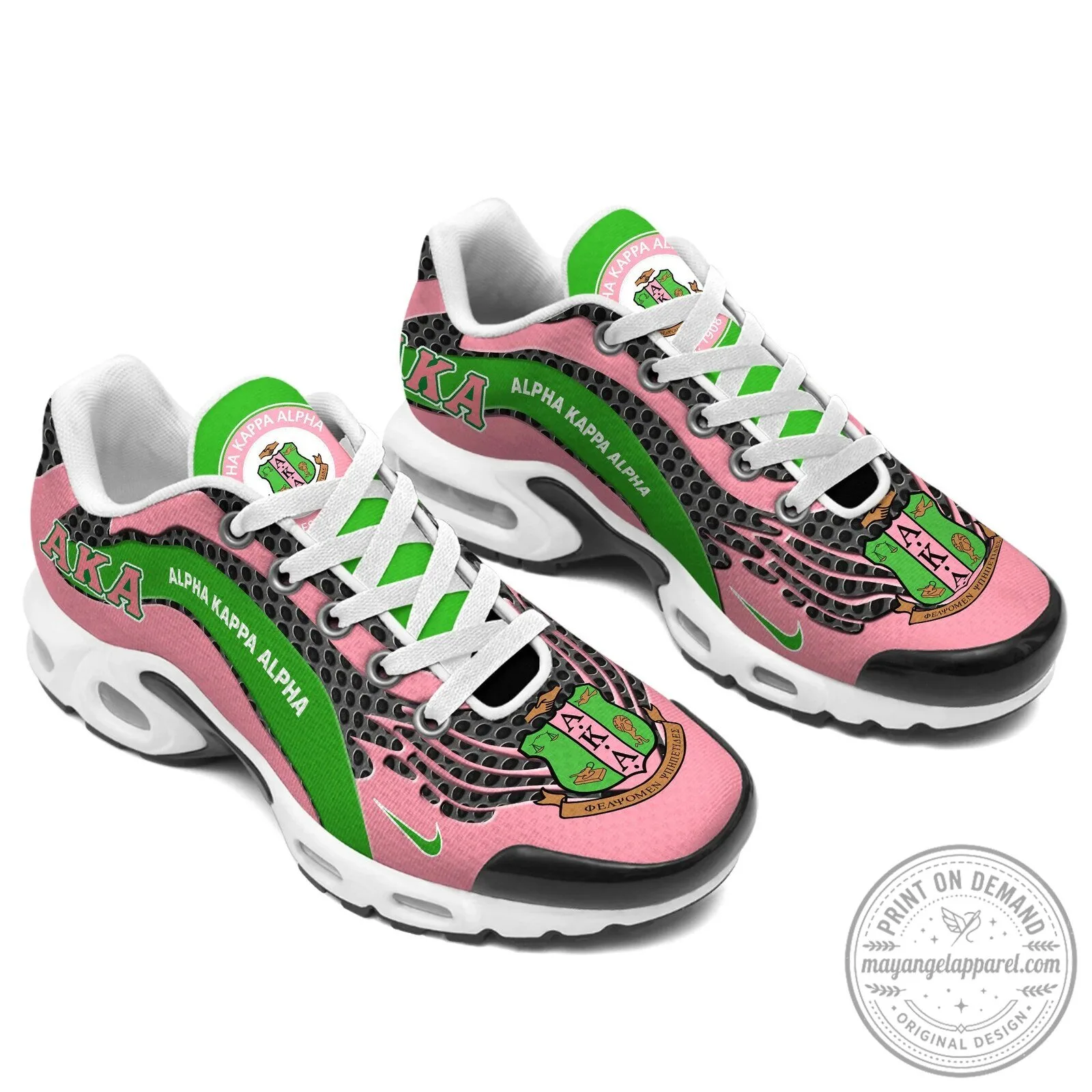 Alpha Kappa Alpha Sorority Pink and Green Athletic Running Shoes 5 Alpha Kappa Alpha Sorority Pink and Green Athletic Running Shoes