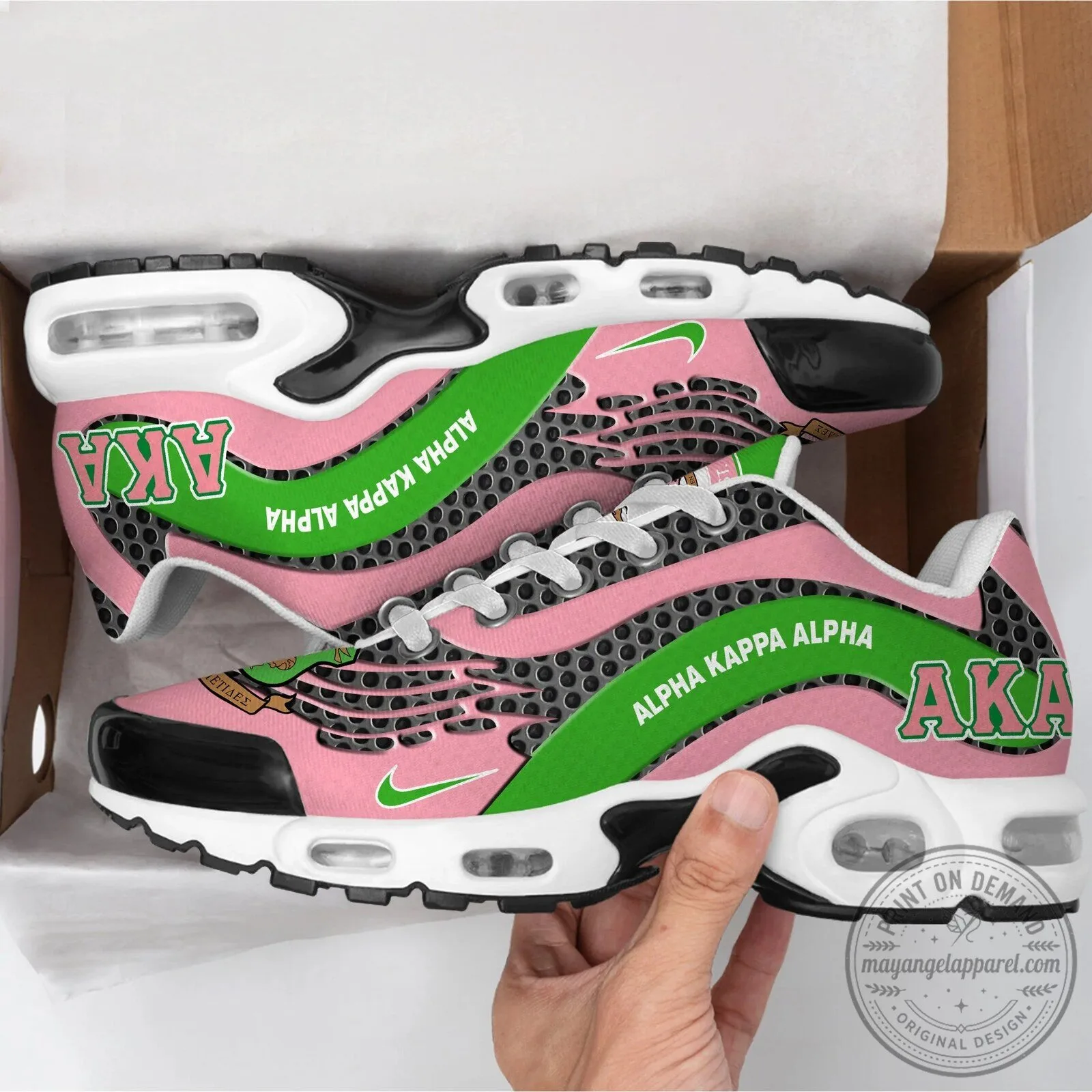 Alpha Kappa Alpha Sorority Pink and Green Athletic Running Shoes 7 Alpha Kappa Alpha Sorority Pink and Green Athletic Running Shoes