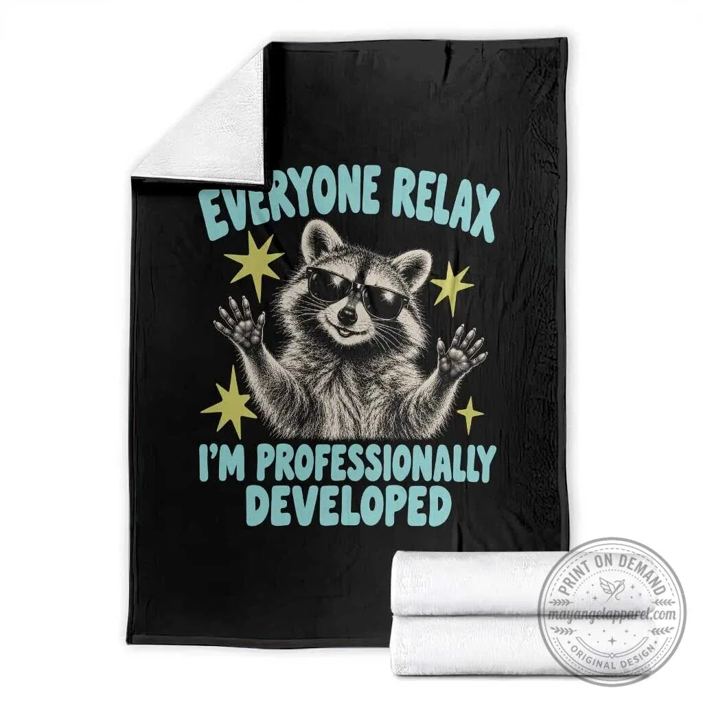 Professionally Developed Raccoon Throw Blanket with Funny Office Work Humor