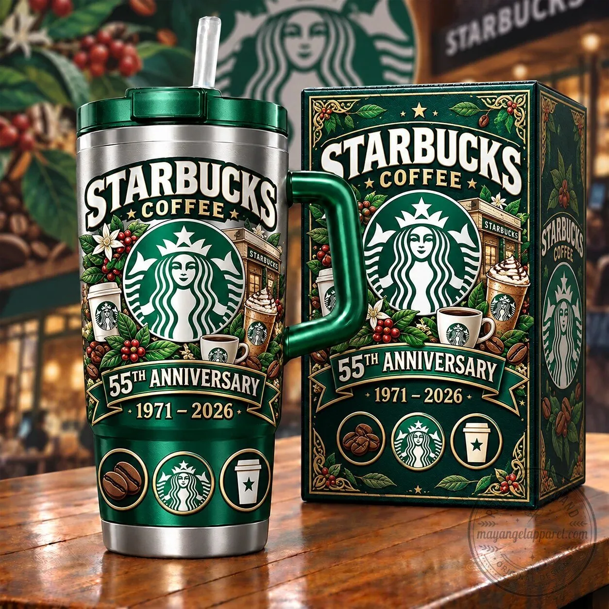 Starbucks Coffee 55th Anniversary Insulated Stainless Steel Tumbler with Handle