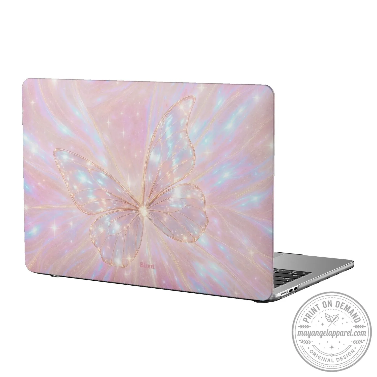 Sparkling Butterfly Pink Iridescent Glitter MacBook Air Laptop Case