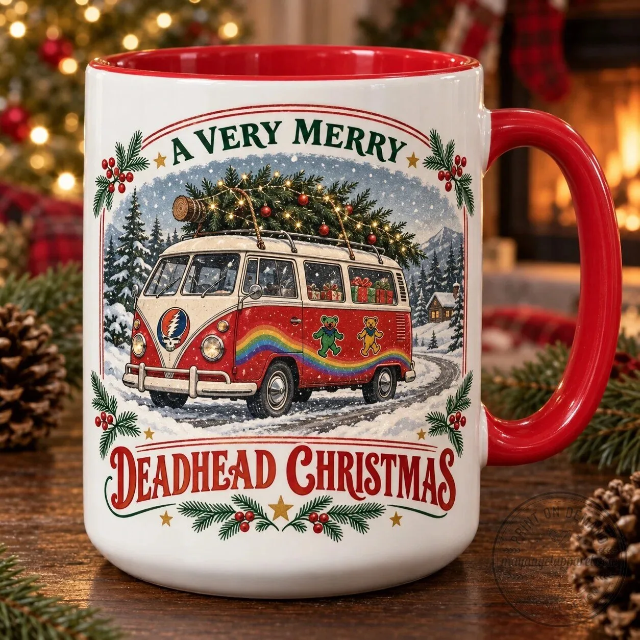 Grateful Dead Christmas Coffee Mug, Dancing Bears Holiday Deadhead Gift Cup 5 Grateful Dead Christmas Coffee Mug, Dancing Bears Holiday Deadhead Gift Cup