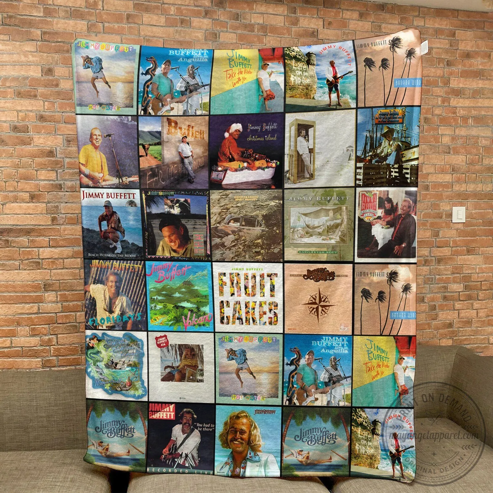 Jimmy Buffett Album Covers Collage Music Fan Sherpa Fleece Blanket