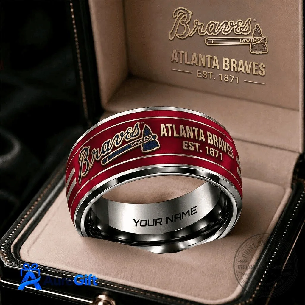 Atlanta Braves Baseball Team Personalized Red Ring for Men and Women