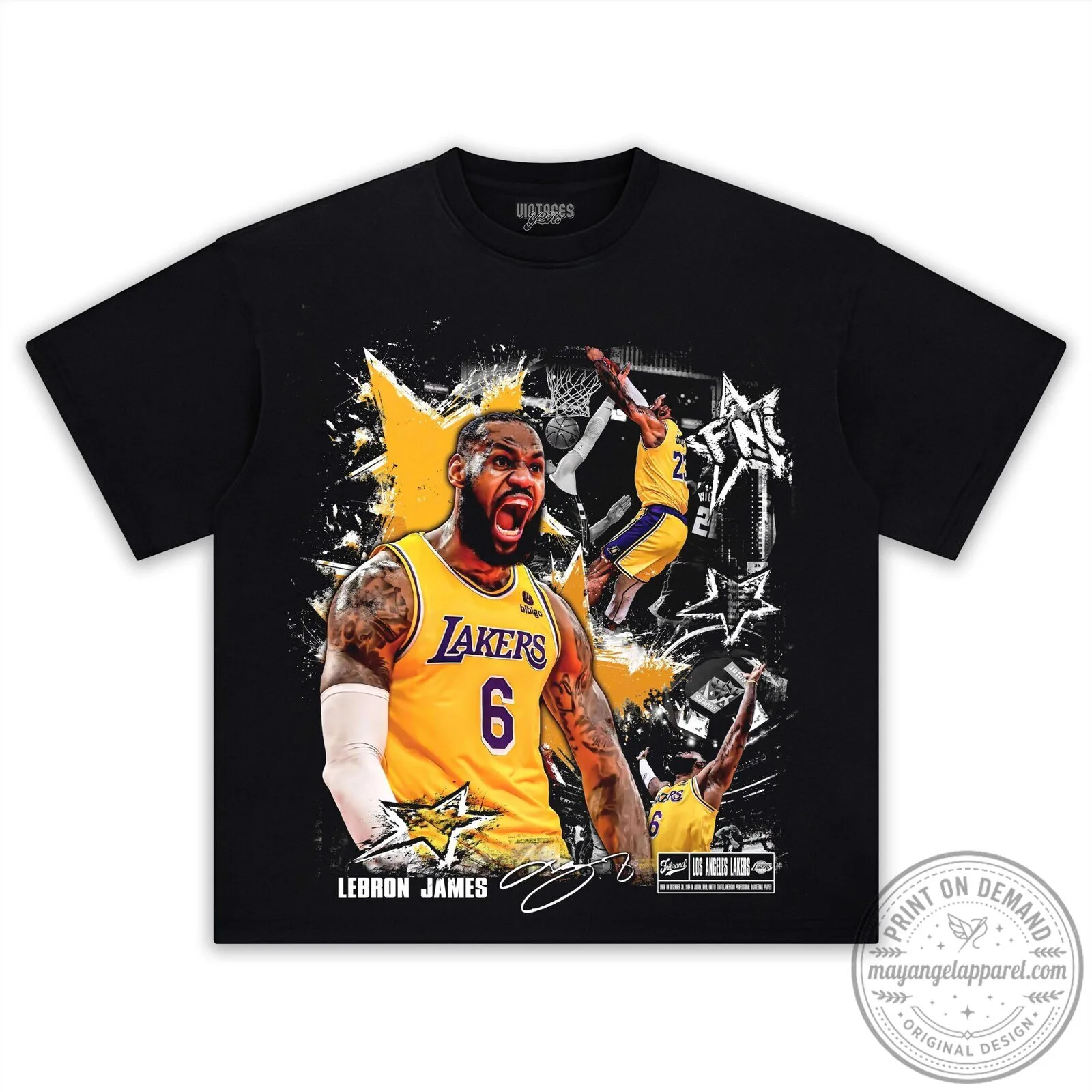 LeBron James Los Angeles Lakers Basketball Legend Black Graphic T-Shirt