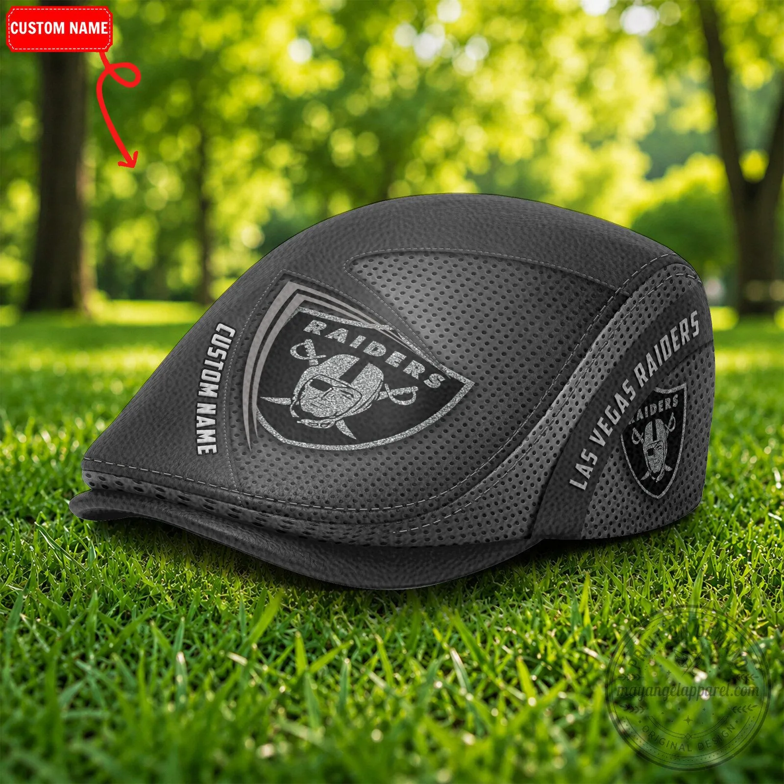 Las Vegas Raiders NFL Football Team Logo Black Flat Cap Hat