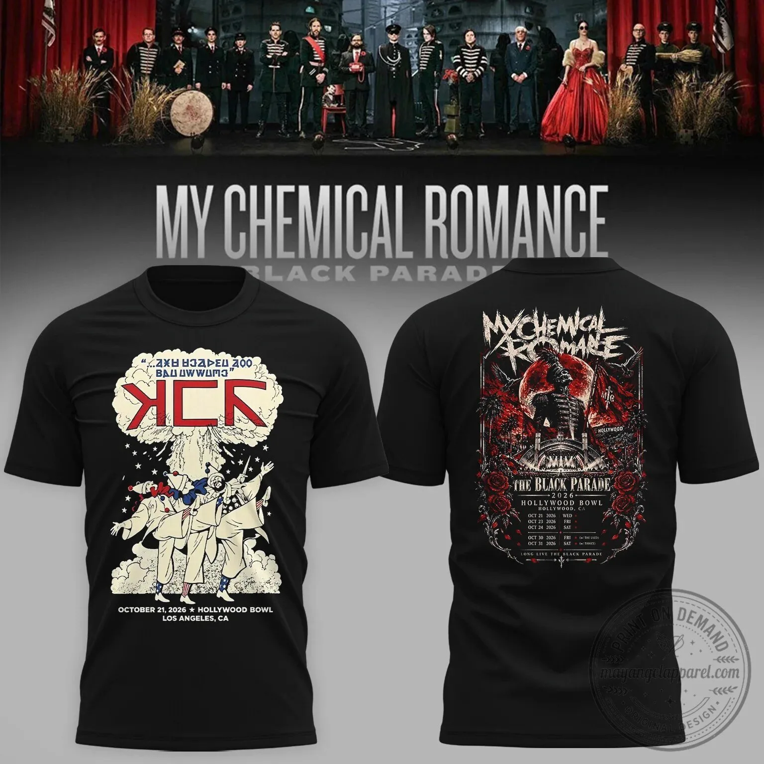 My Chemical Romance Los Angeles Hollywood Bowl 2026 Black Parade T-Shirt