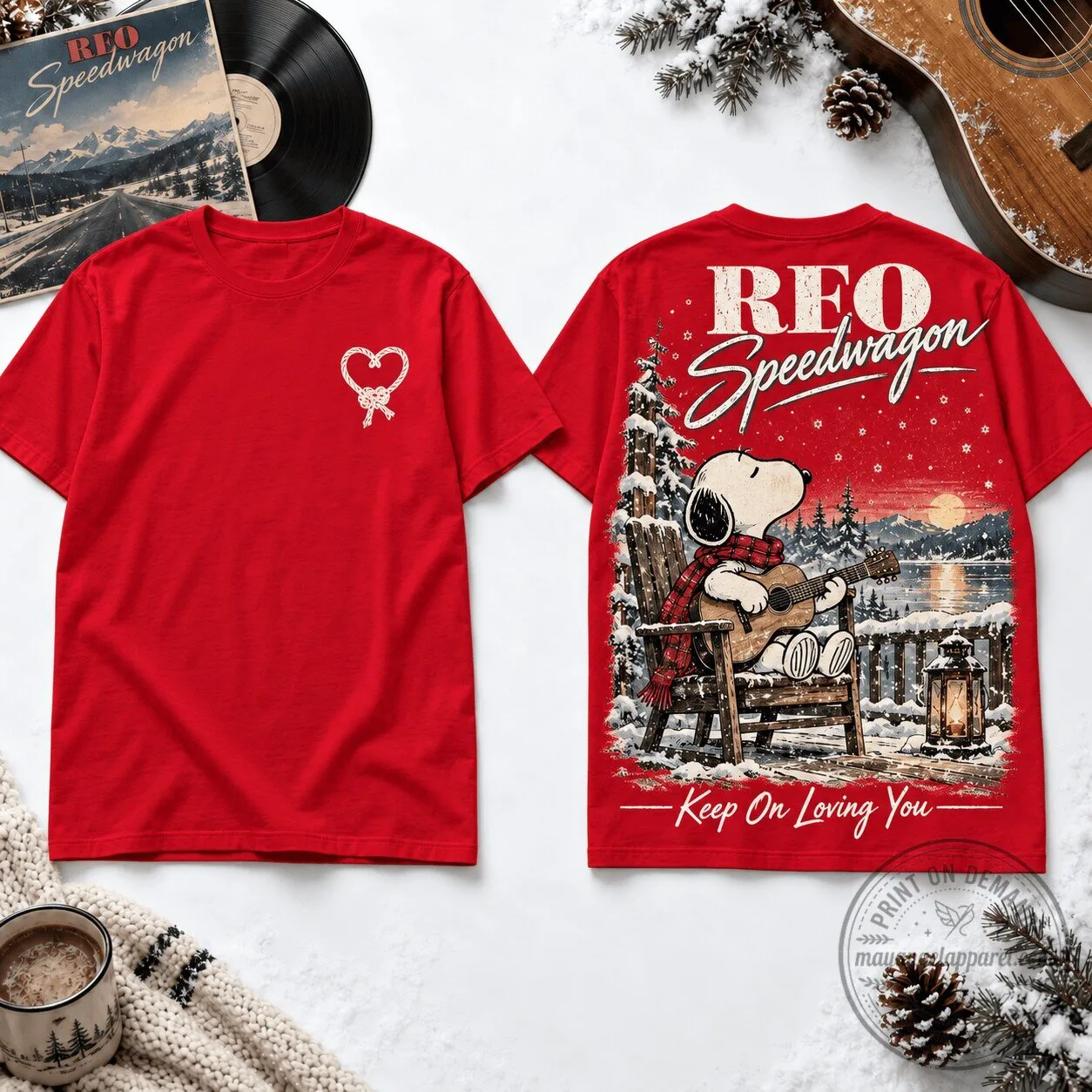 REO Speedwagon Snoopy Keep On Loving You Christmas Red T-Shirt