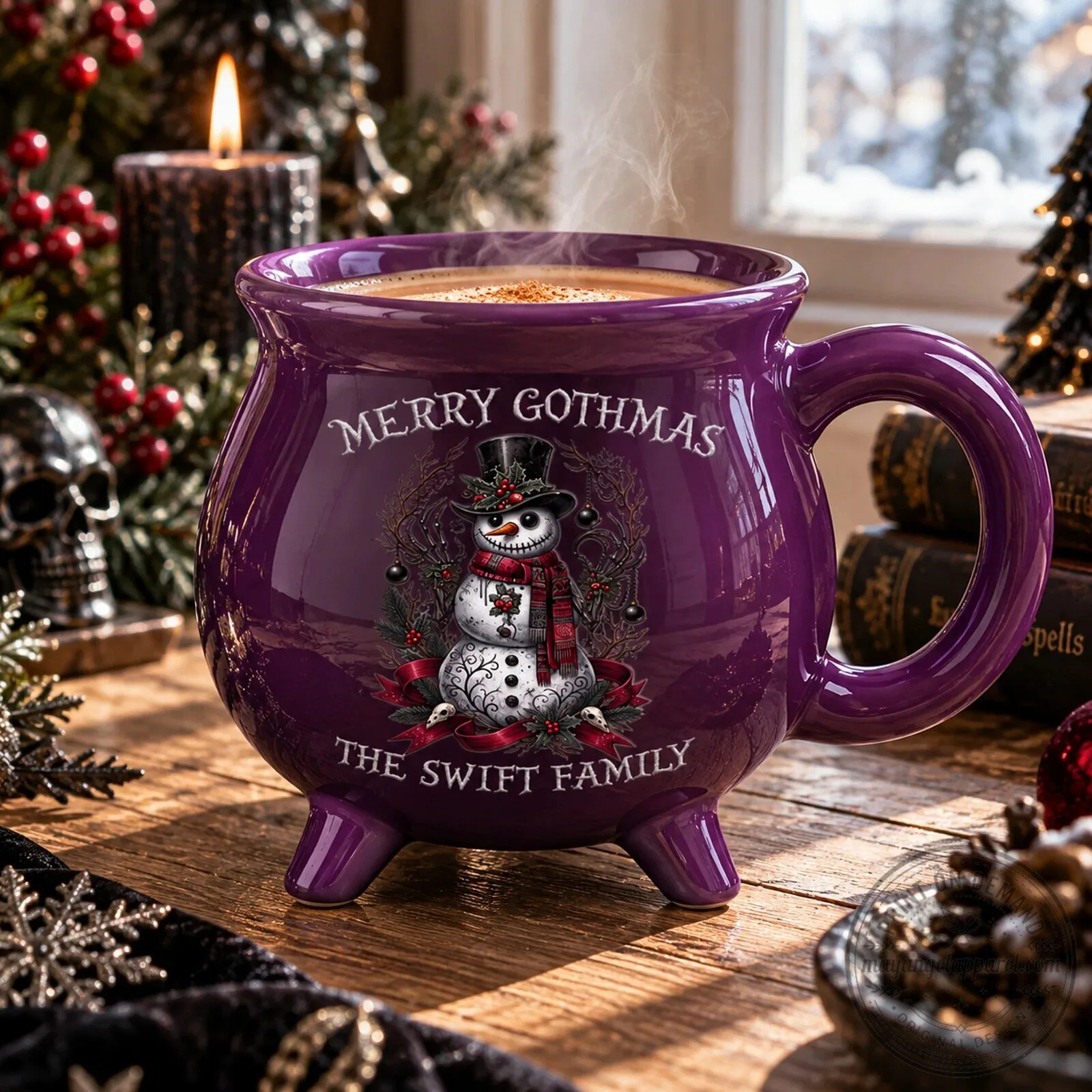 Personalized Merry Gothmas Family Christmas Mug, Gothic Holiday Coffee Cup 11 Personalized Merry Gothmas Family Christmas Mug, Gothic Holiday Coffee Cup