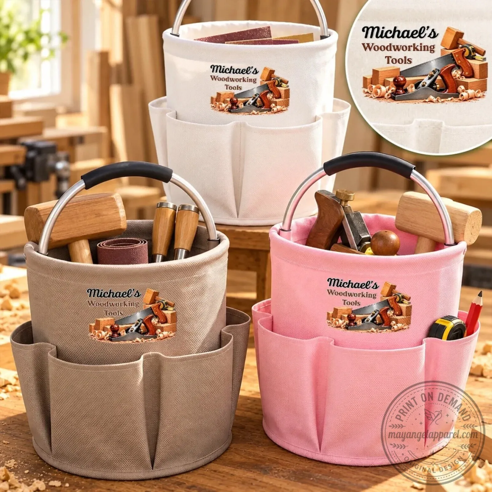 Personalized Woodworking Tools Organizer Bag for Carpenter Workshop Gifts