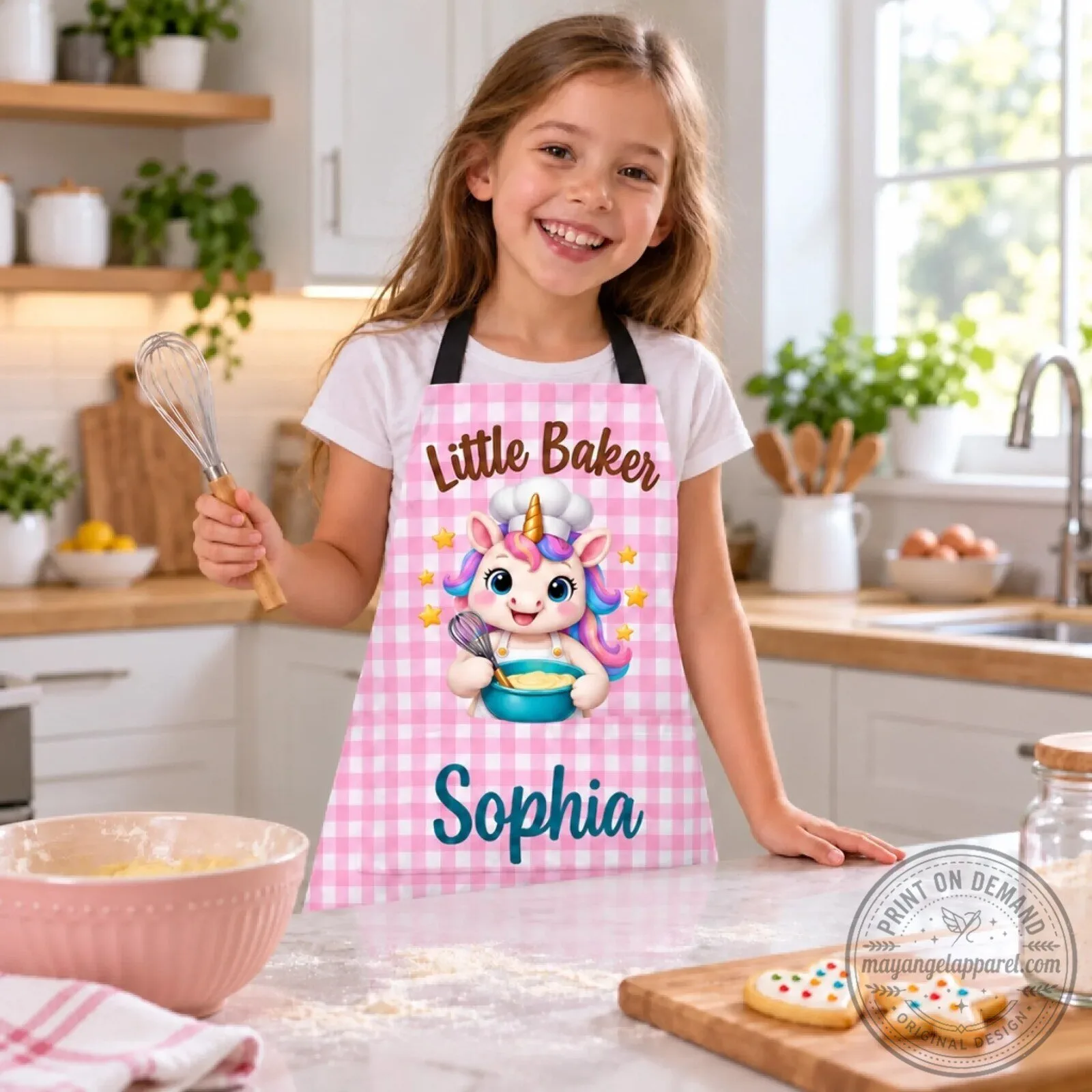 Personalized Little Baker Unicorn Dinosaur Kids Apron with Pocket 8 Personalized Little Baker Unicorn Dinosaur Kids Apron with Pocket