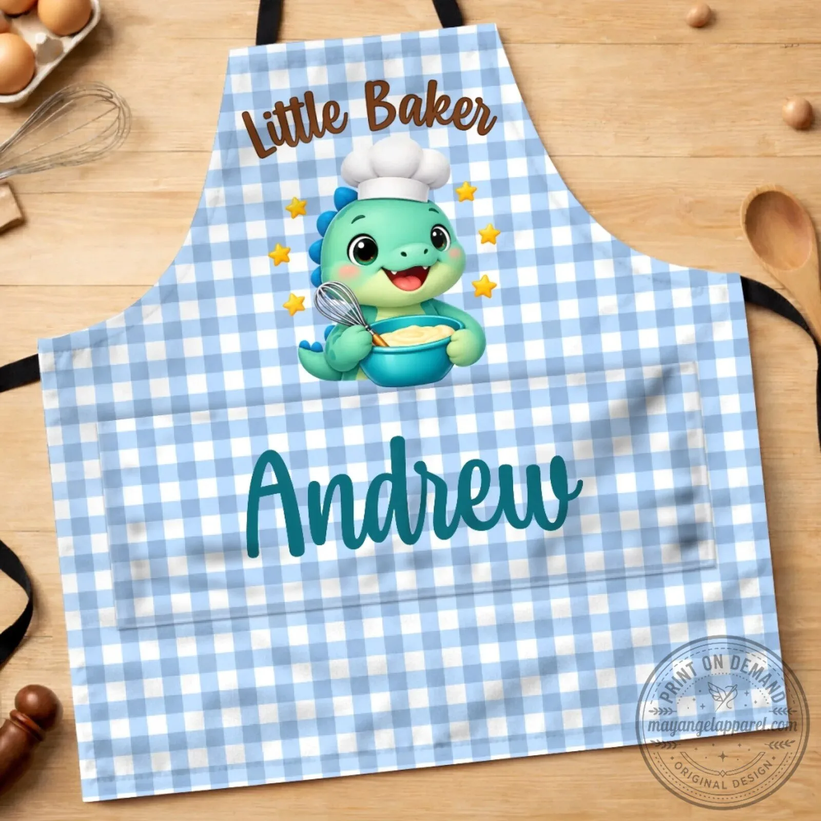 Personalized Little Baker Unicorn Dinosaur Kids Apron with Pocket 10 Personalized Little Baker Unicorn Dinosaur Kids Apron with Pocket