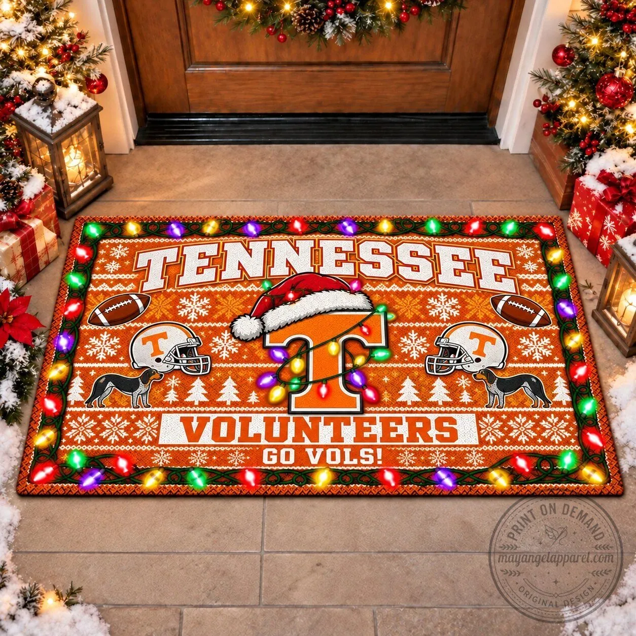 Tennessee Volunteers Christmas Holiday Ugly Sweater Style Doormat