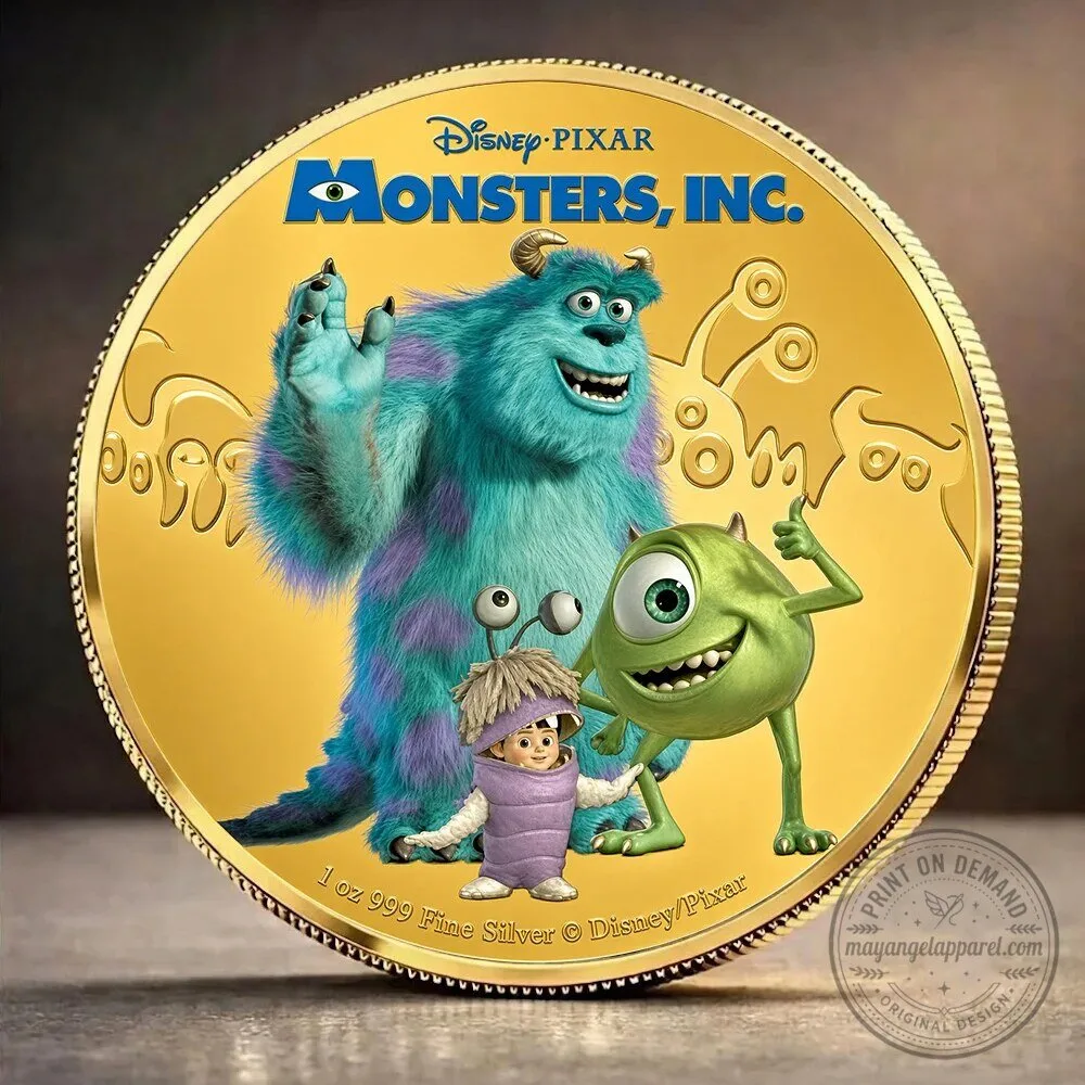 Monsters, Inc. Disney Pixar Sulley Mike Boo Commemorative Fine Silver Coin