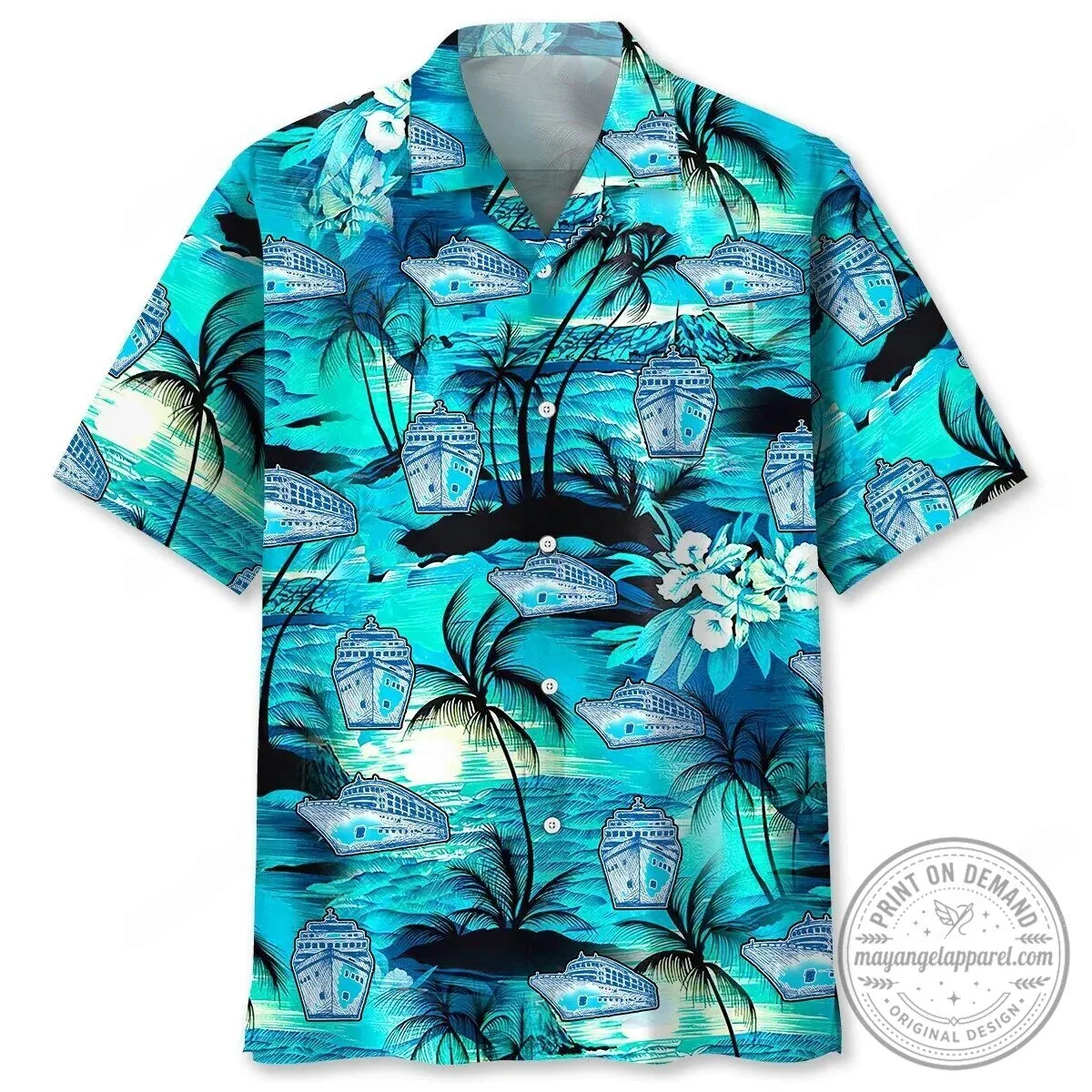 Tropical Cruise Ship Beach Vacation Hawaiian Shirt for Men and Women
